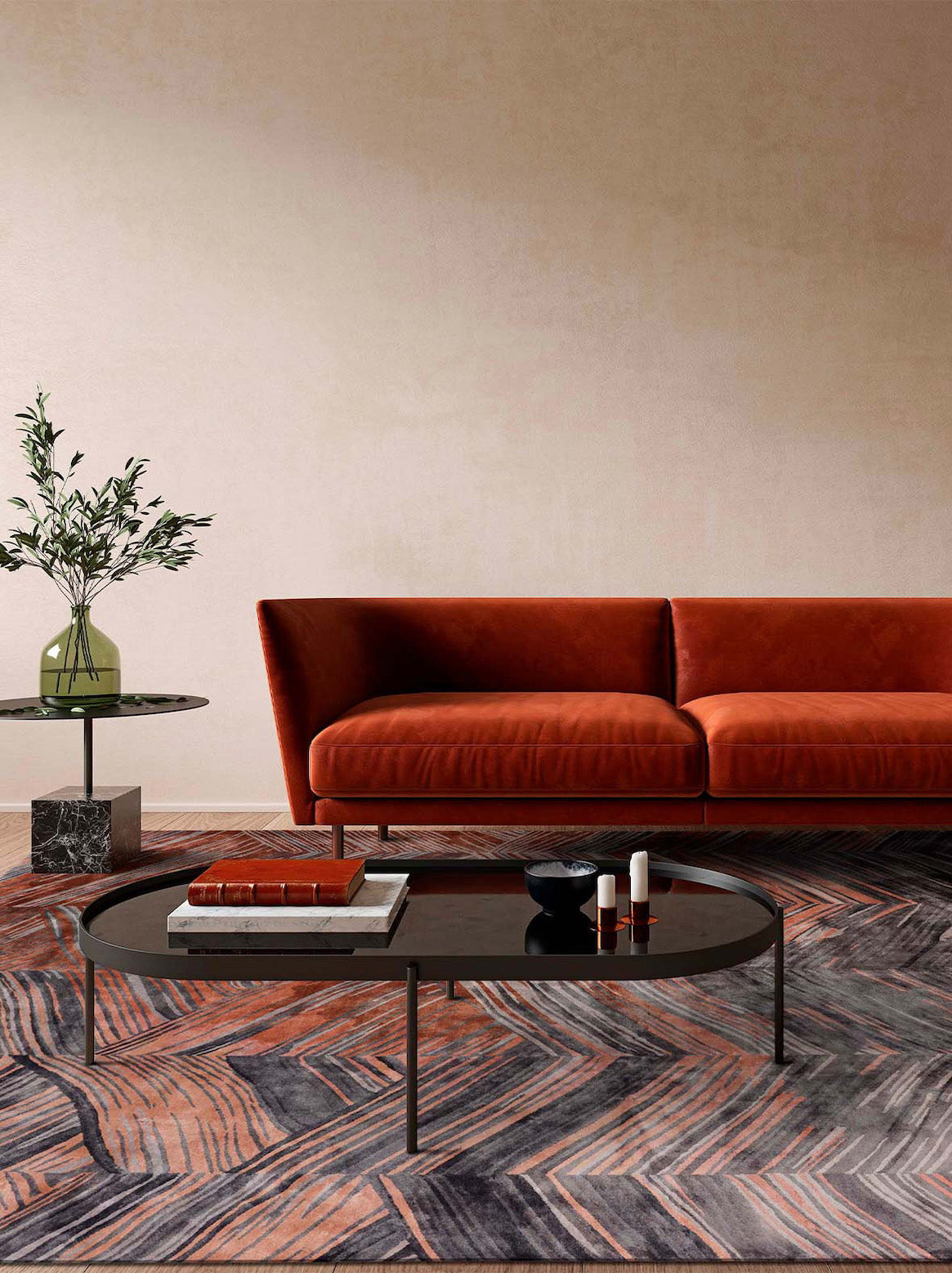 Luxury carpet in Old Rose color and 6' x 9' size