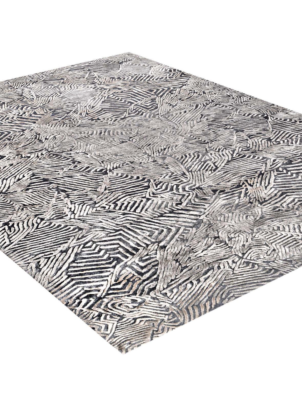 Luxury hand tufted carpet made from 100% Botanical Silk in silver taupe color and 3' x 5' size