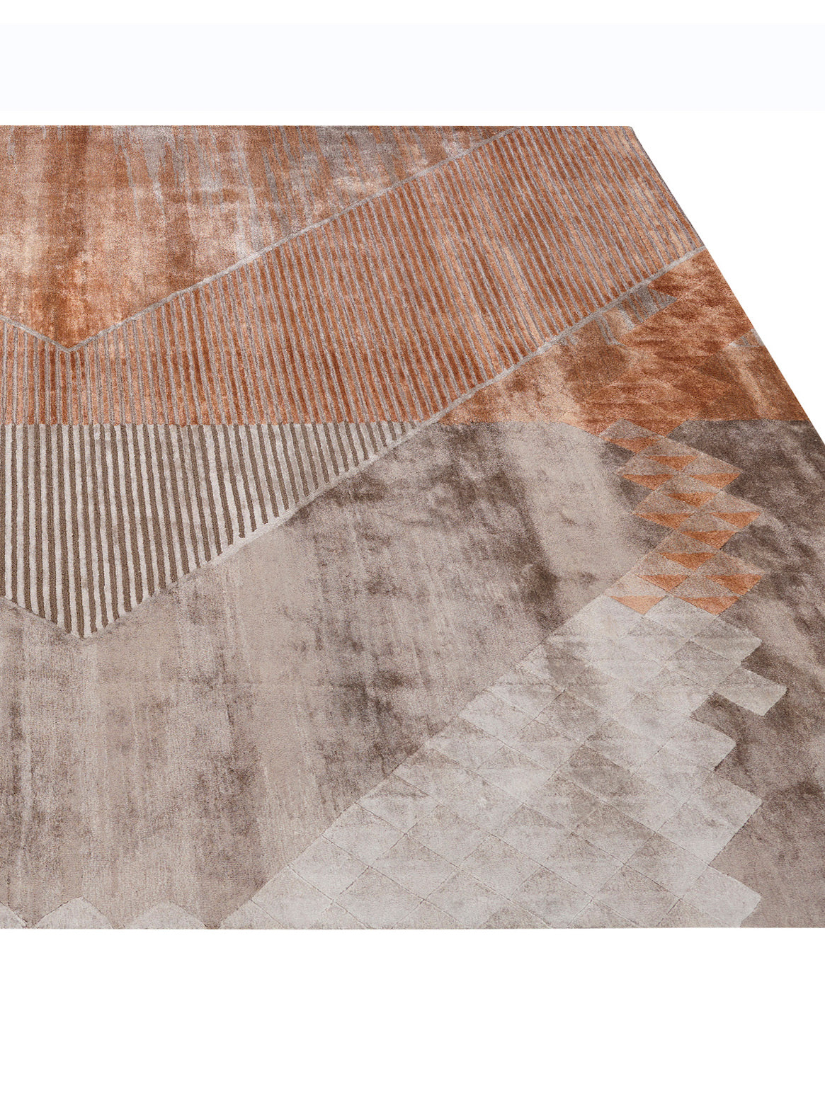 Luxury hand tufted carpet made from Wool & Botanical Silk in rust color and 3' x 5' size
