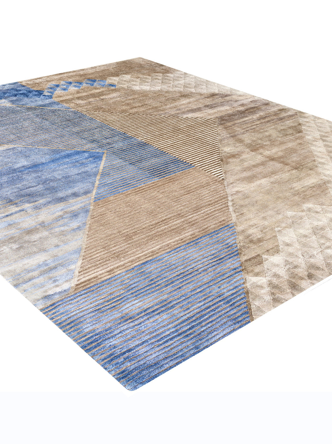Luxury hand tufted carpet made from Wool & Botanical Silk in blue color and 3' x 5' size