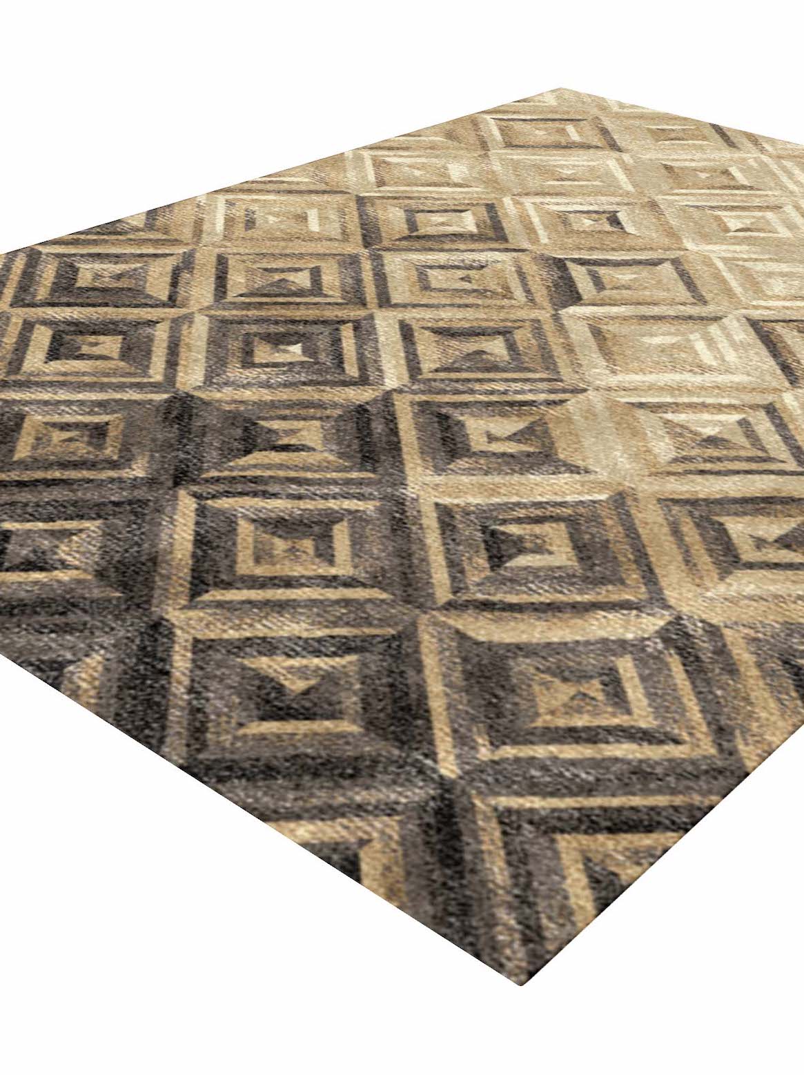 Luxury hand tufted carpet made from Wool & Botanical Silk in grey beige color and 3' x 5' size