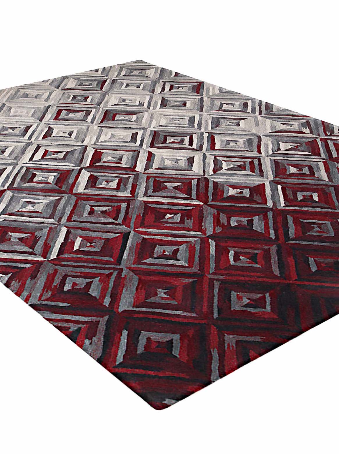 Luxury carpet in Red Grey color and 4'6" x 6'6" size