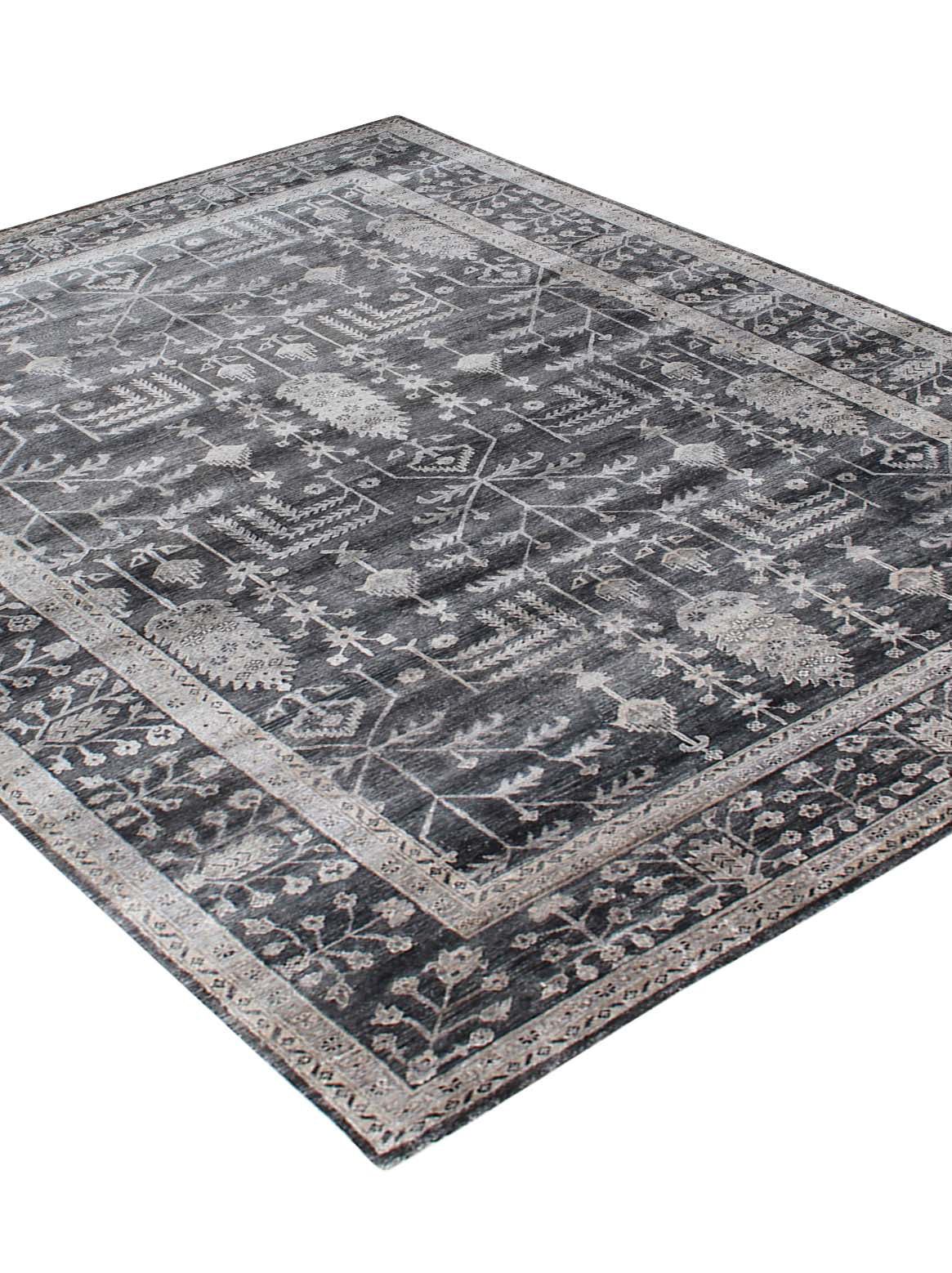 Luxury hand knotted carpet made from 100% Bamboo Silk in charcoal color and 5'6" x 8' size