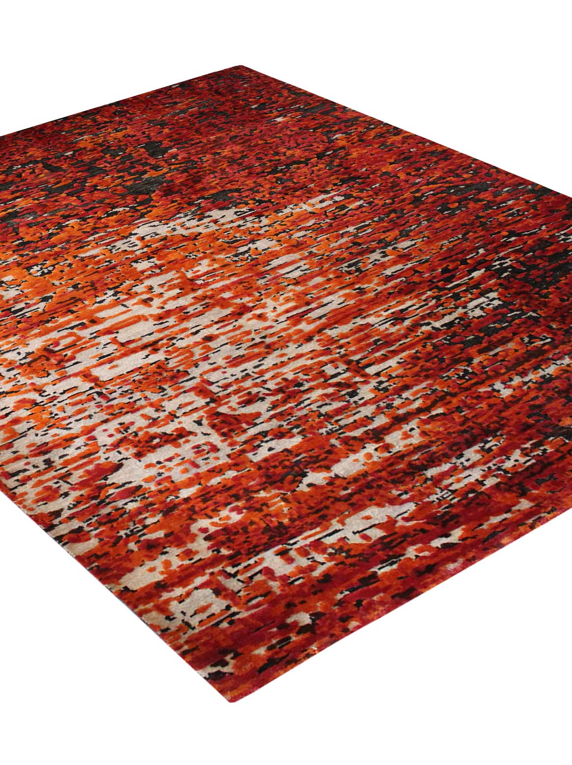 Luxury hand knotted carpet made from Botanical & Bamboo Silk in rust color and 5'6" x 8' size