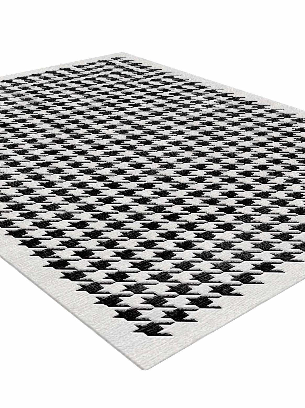 Luxury hand tufted carpet made from Wool & Botanical Silk in black & white color and 3' x 5' size