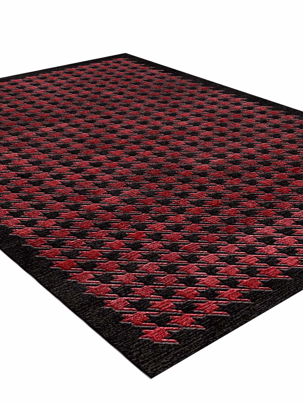 Luxury hand tufted carpet made from Wool & Botanical Silk in red & black color and 3' x 5' size