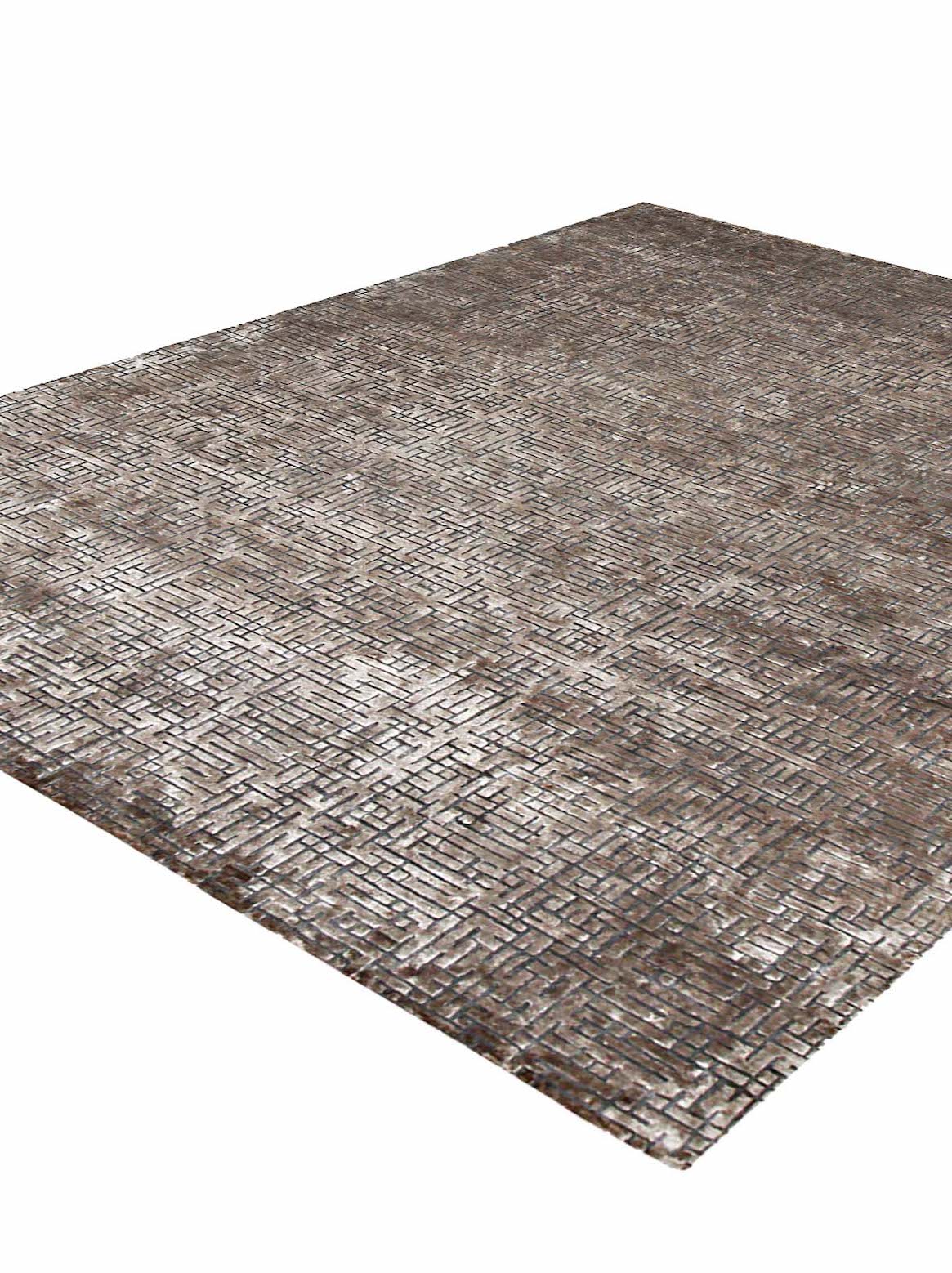 Luxury hand knotted carpet made from Wool & Viscose in beige grey color and 5'6" x 8' size