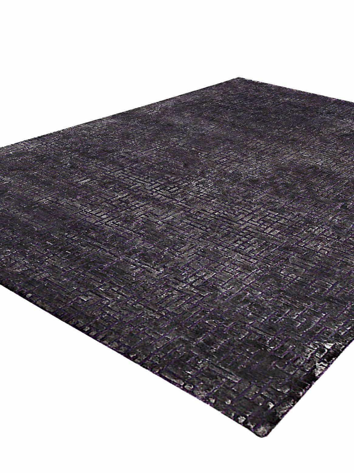 Luxury hand knotted carpet made from Wool & Viscose in charcoal mauve color and 5'6" x 8' size