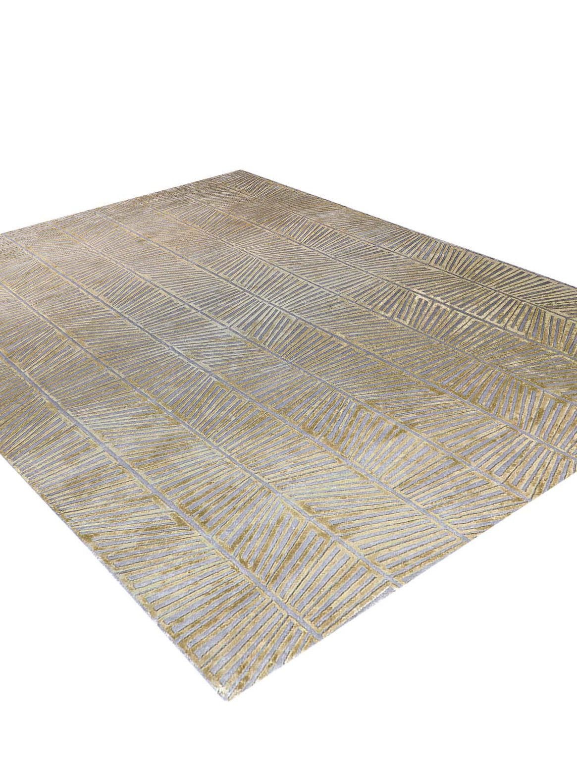 Luxury hand knotted carpet made from Botanical Silk in gold color and 5'6" x 8' size