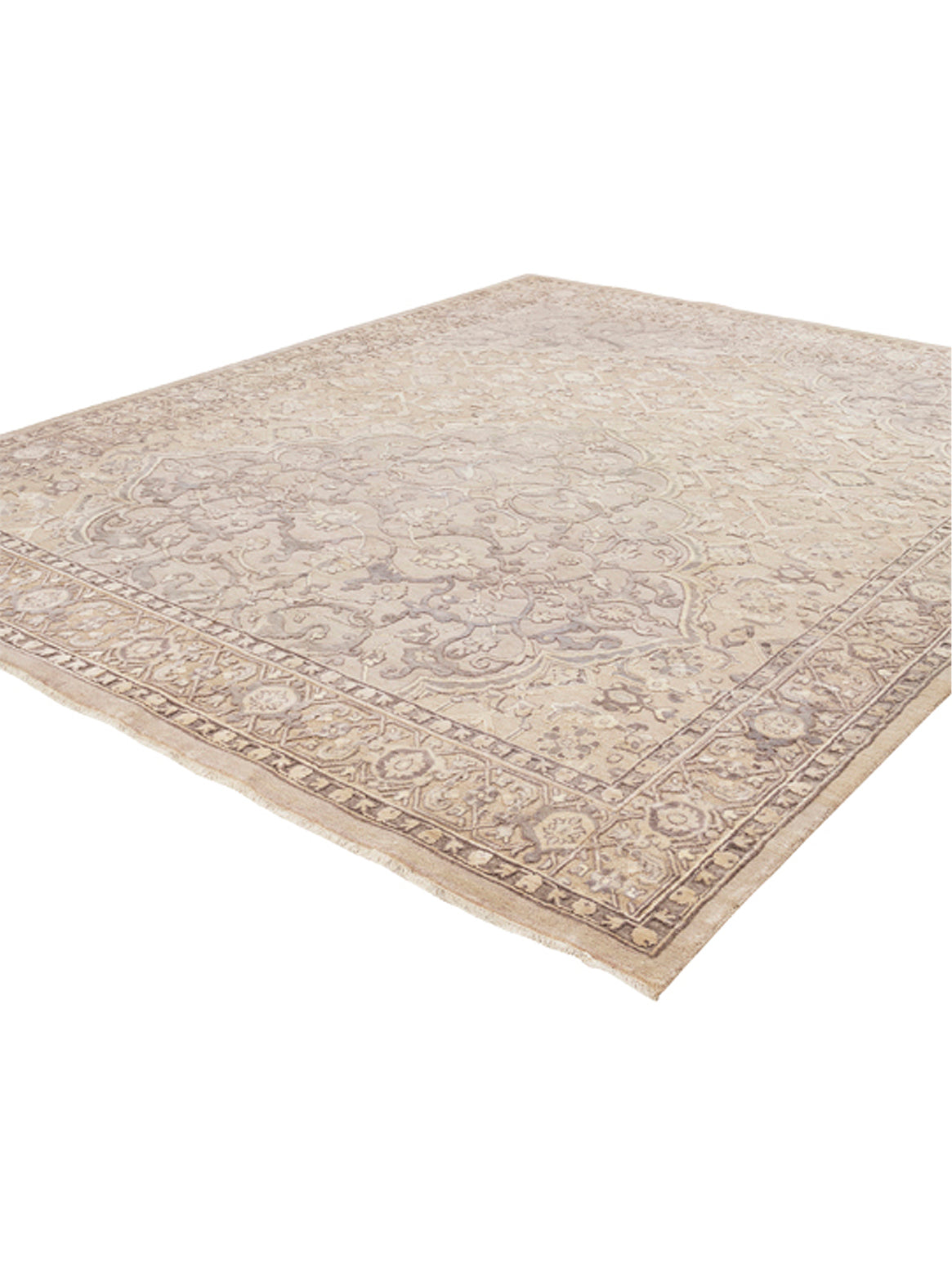 Luxury hand knotted carpet made from Wool & Botanical Silk in ivory color and 5'6" x 8' size