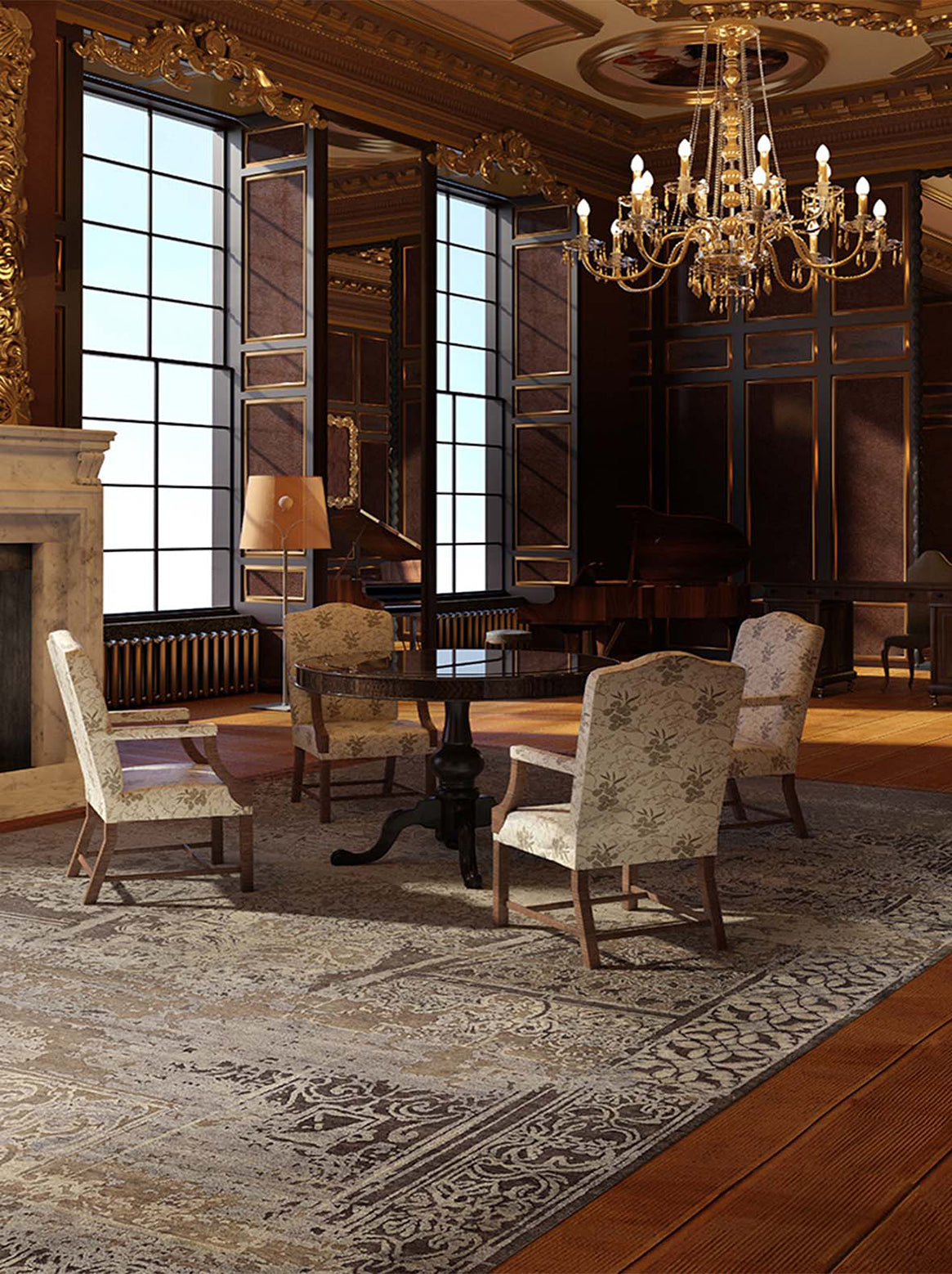 Luxury carpet in Grey color and 6' x 9' size