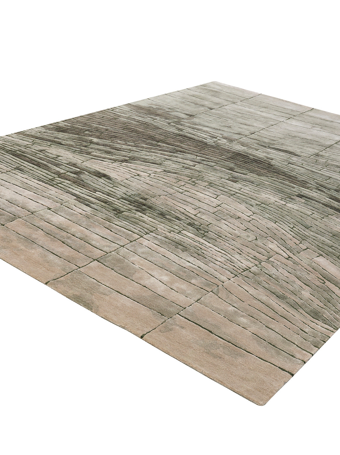 Luxury hand tufted carpet made from Wool & Botanical Silk in green color and 3' x 5' size
