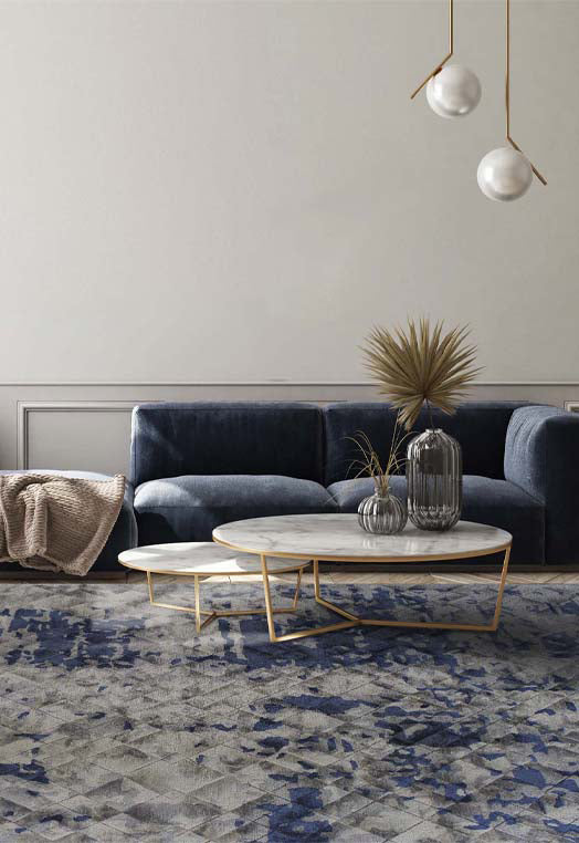 Luxury carpet in Beige Blue color and 5'6" x 8' size