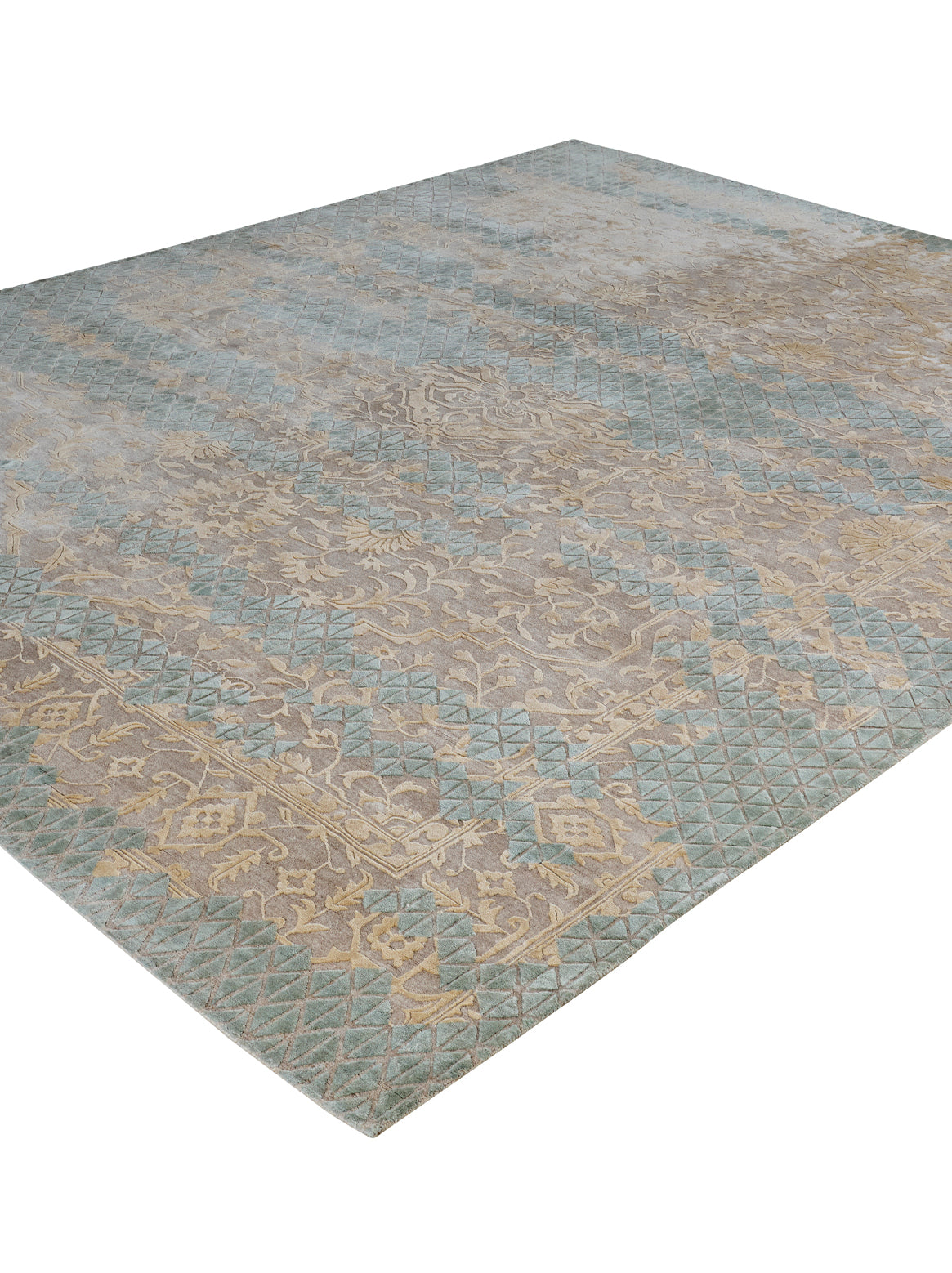 Luxury carpet in Aqua Beige color and 6' x 9' size