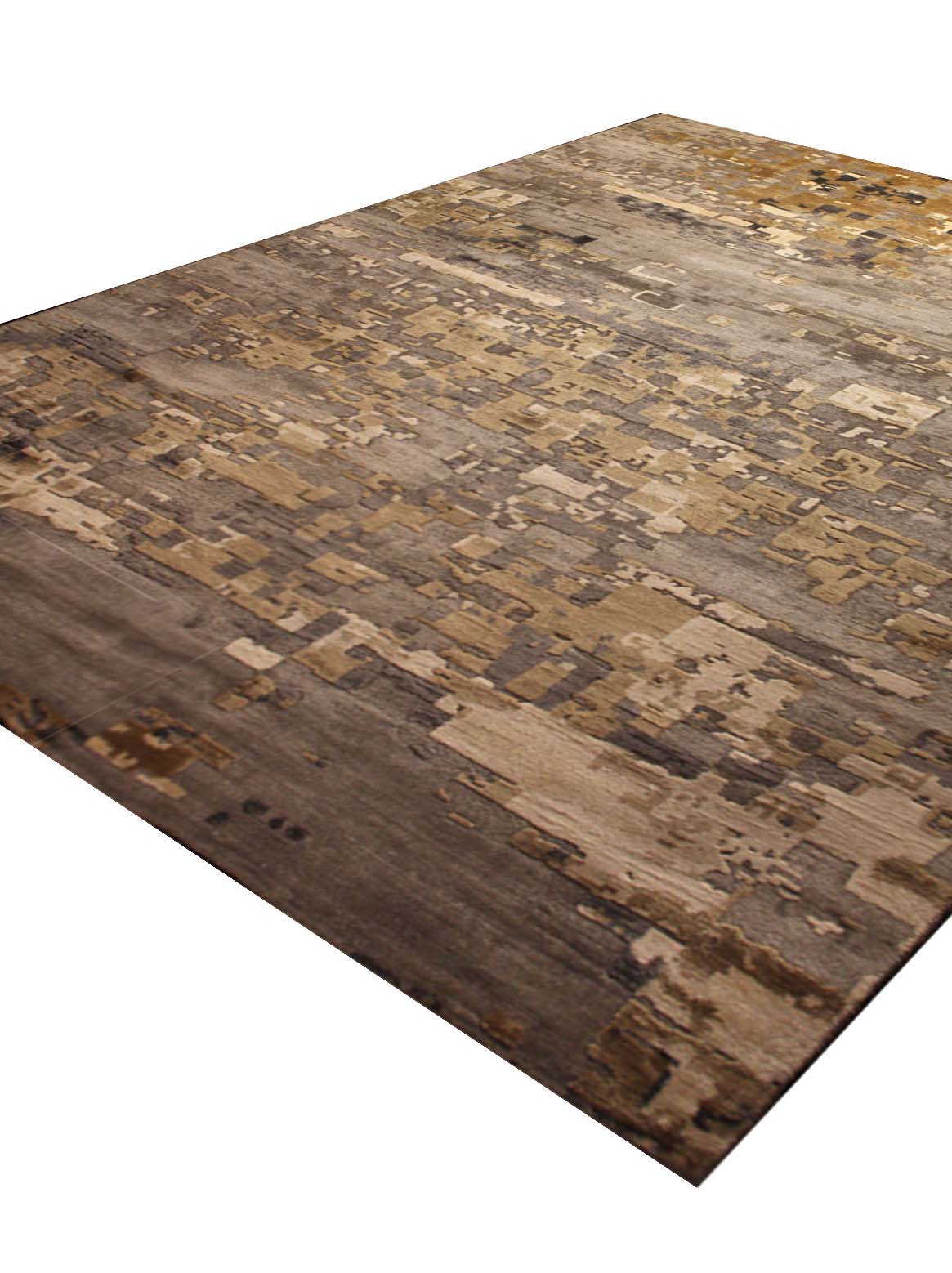 Luxury hand knotted carpet made from Botanical & Bamboo Silk in charcoal gold color and 5'6" x 8' size