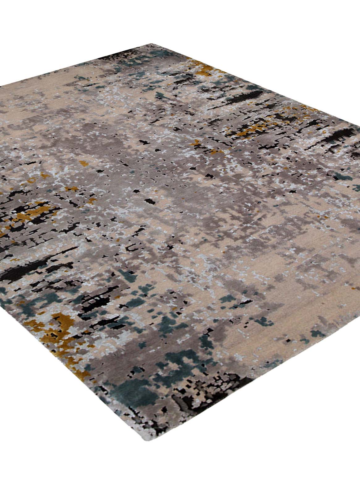 Luxury hand knotted carpet made from Pure Silk & Linen in blue gold color and 5'6" x 8' size