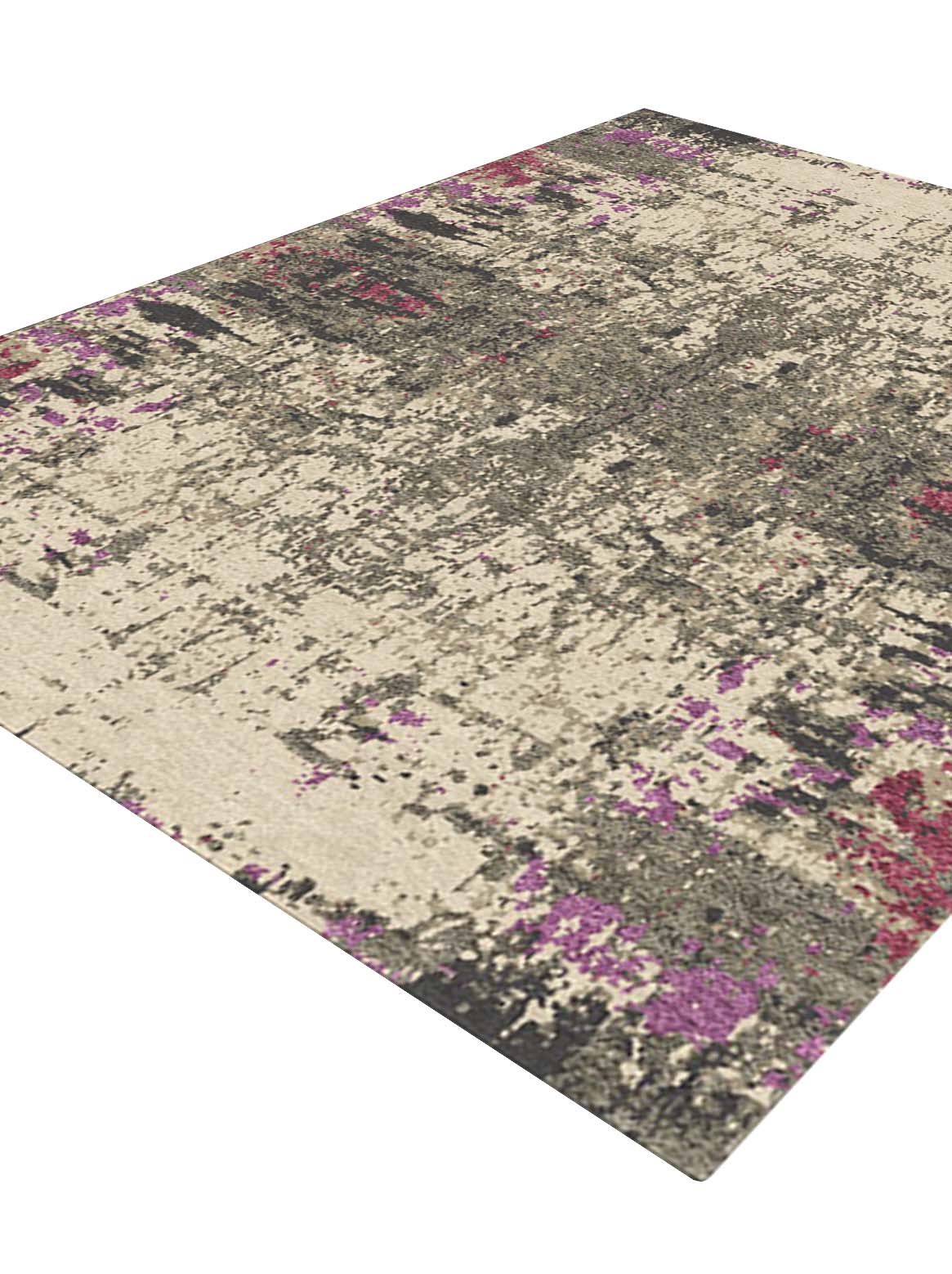 Luxury hand knotted carpet made from Pure Silk & Linen in lilac color and 5'6" x 8' size