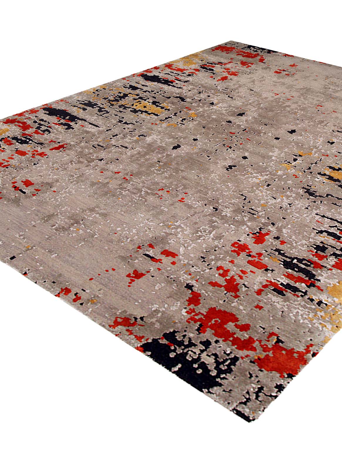 Luxury hand knotted carpet made from Pure Silk & Linen in rust color and 5'6" x 8' size