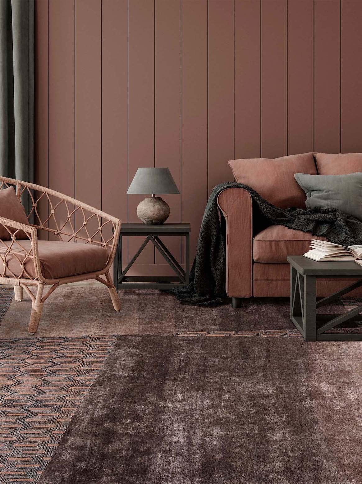 Luxury carpet in Ash color and 6' x 9' size