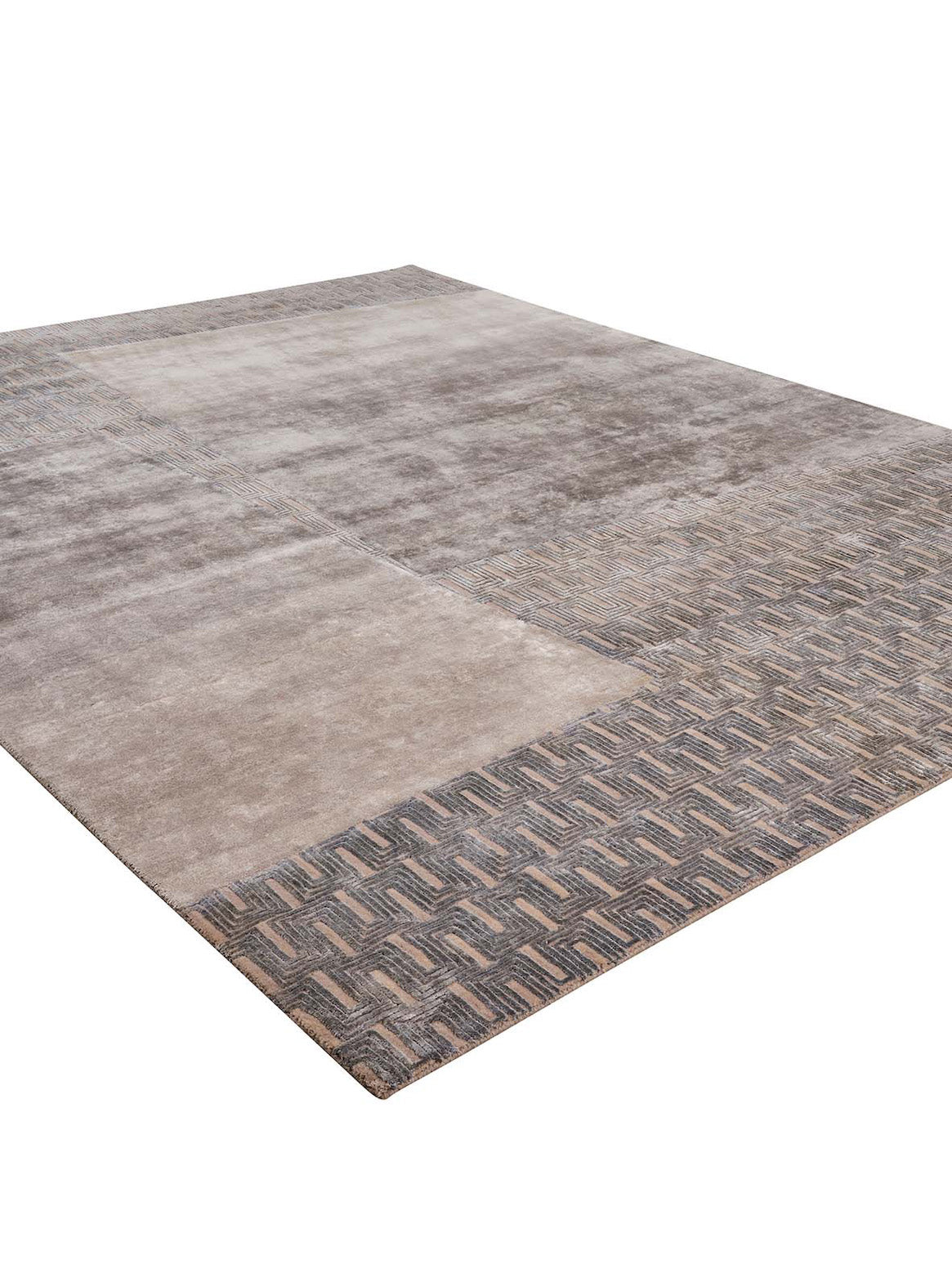 Luxury hand knotted carpet made from Wool & Botanical Silk in ash color and 5'6" x 8' size