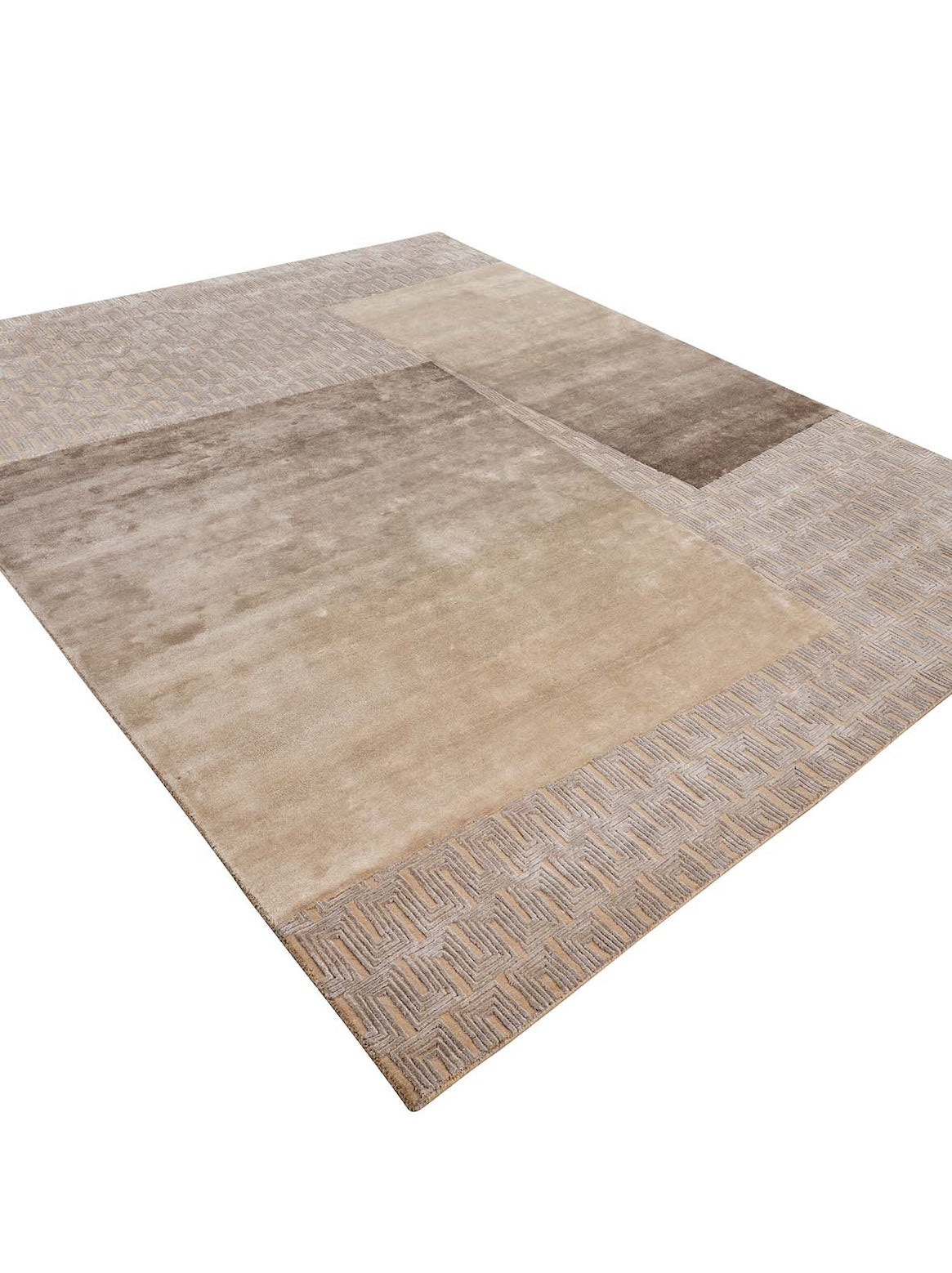 Luxury hand knotted carpet made from Wool & Botanical Silk in natural color and 5'6" x 8' size