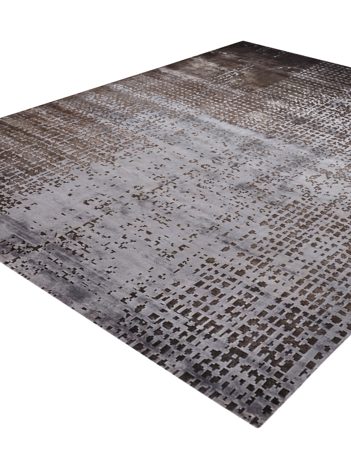 Luxury hand knotted carpet made from 100% Botanical Silk in grey beige color and 5'6" x 8' size