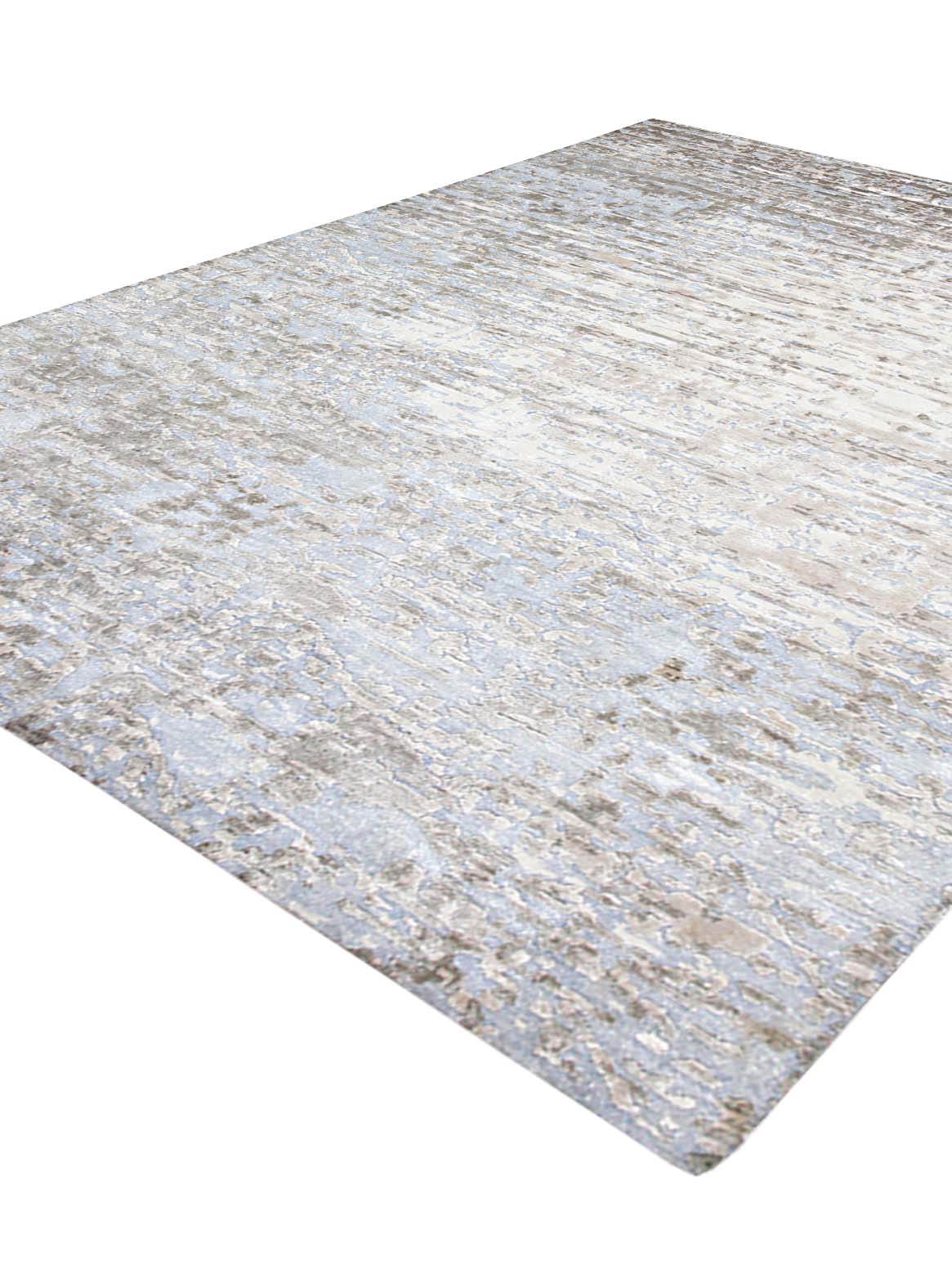 Luxury hand knotted carpet made from Botanical & Bamboo Silk in beige color and 8' x 10' size