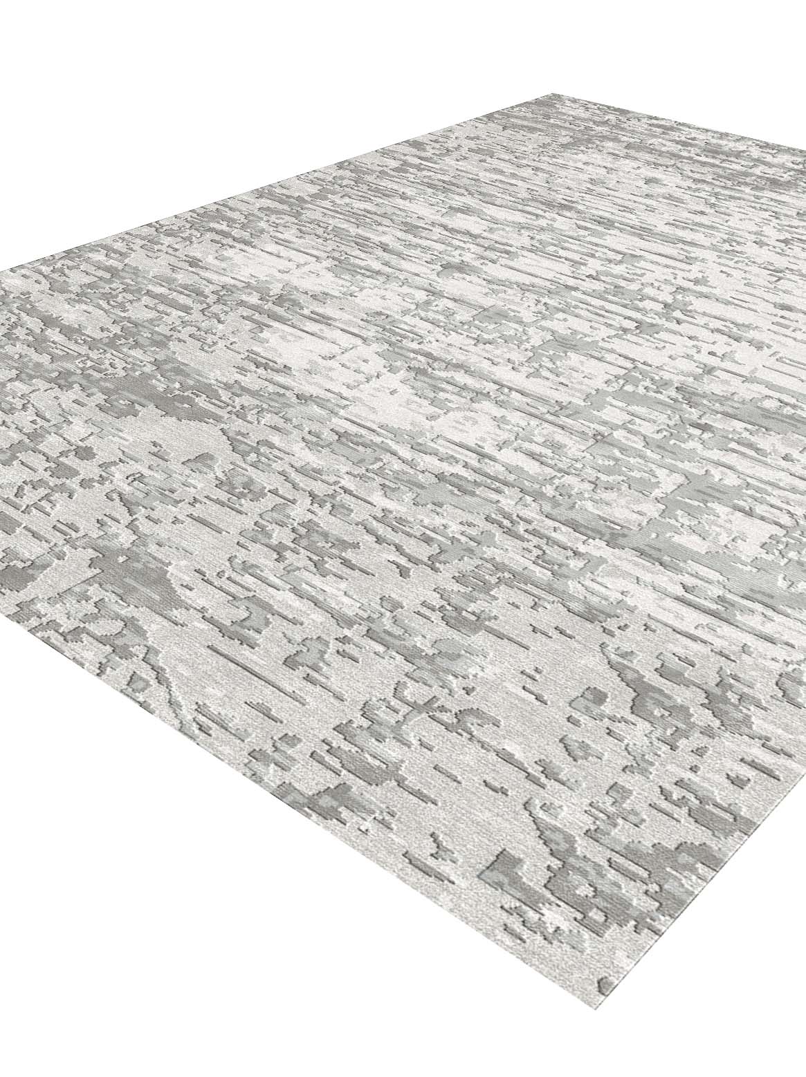Luxury hand knotted carpet made from Botanical & Bamboo Silk in grey color and 5'6" x 8' size