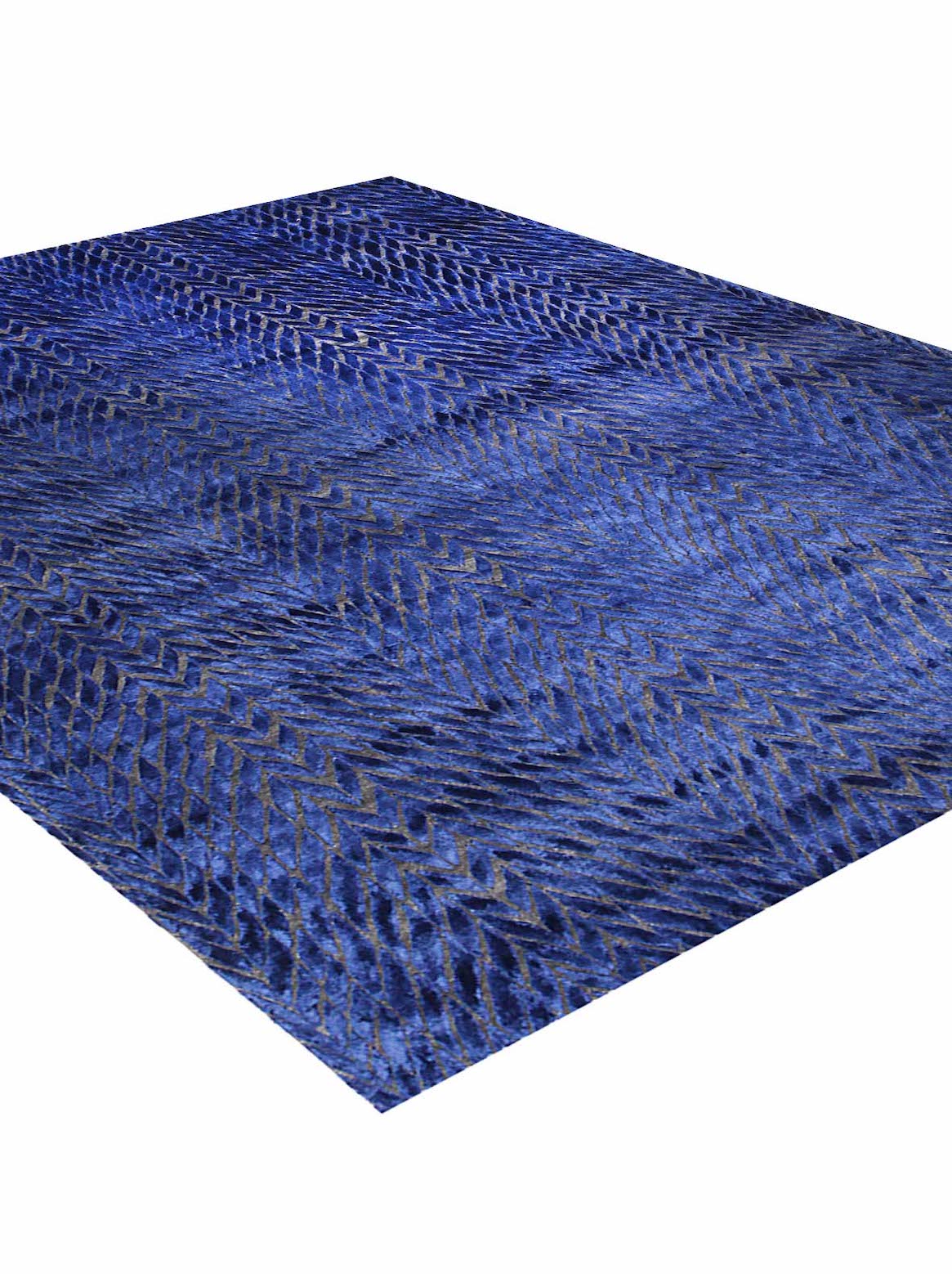 Luxury hand knotted carpet made from Wool & Botanical Silk in blue color and 8' x 10' size
