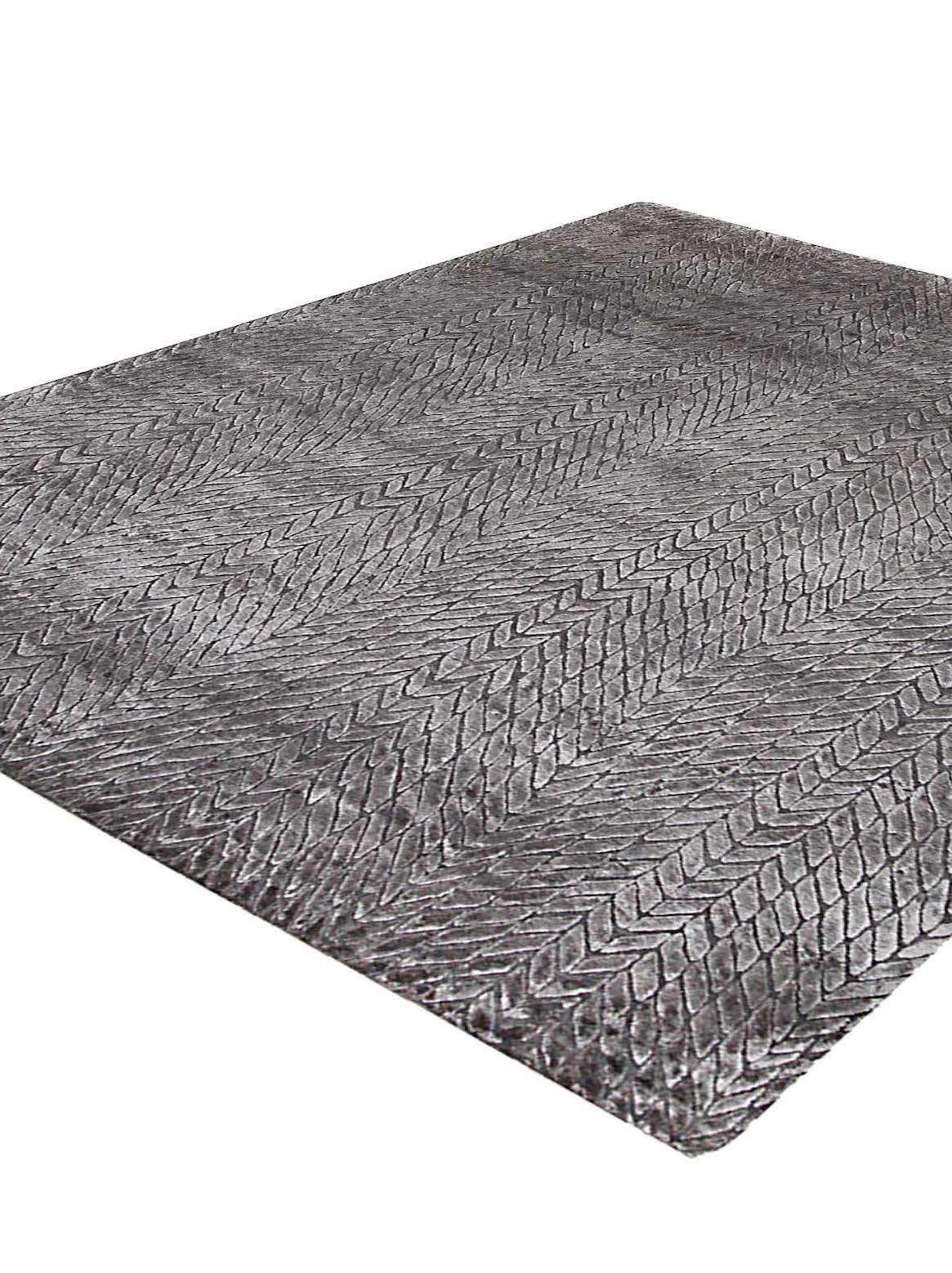 Luxury hand knotted carpet made from Wool & Botanical Silk in grey color and 8' x 10' size