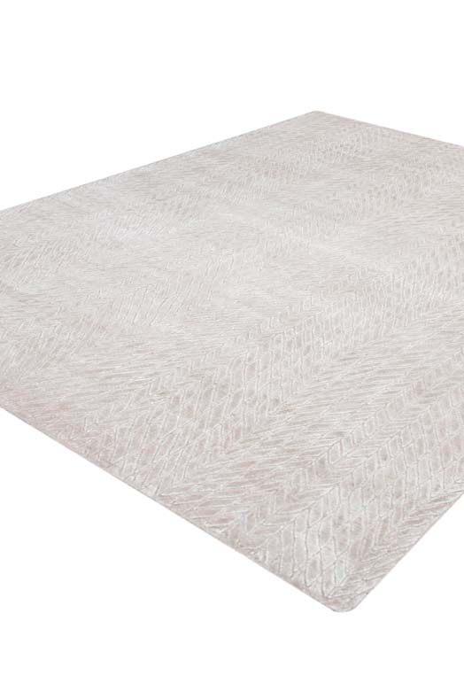 Luxury hand knotted carpet made from Wool & Botanical Silk in ivory color and 5'6" x 8' size