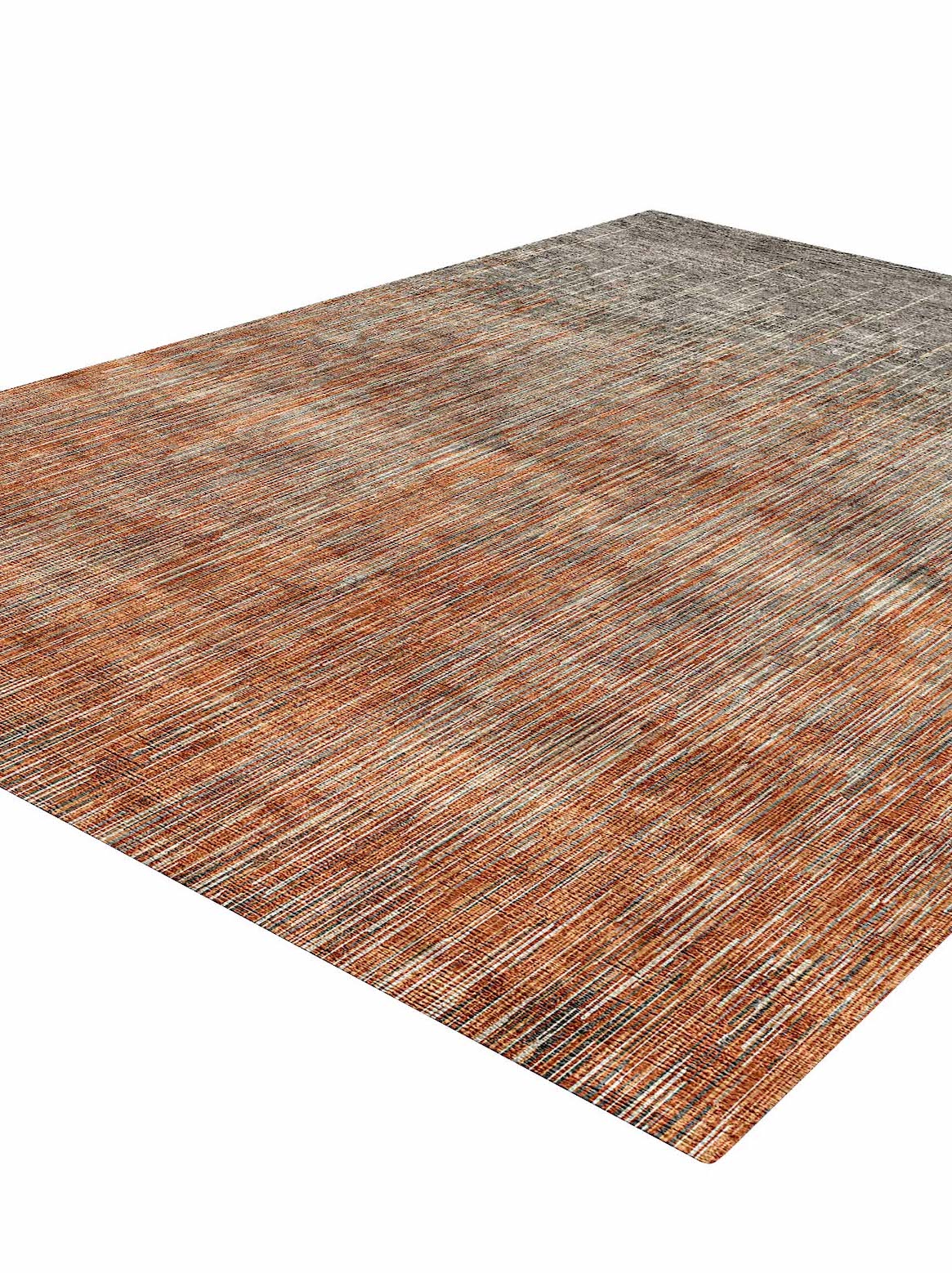 Luxury hand knotted carpet made from Botanical Silk in rust color and 5'6" x 8' size
