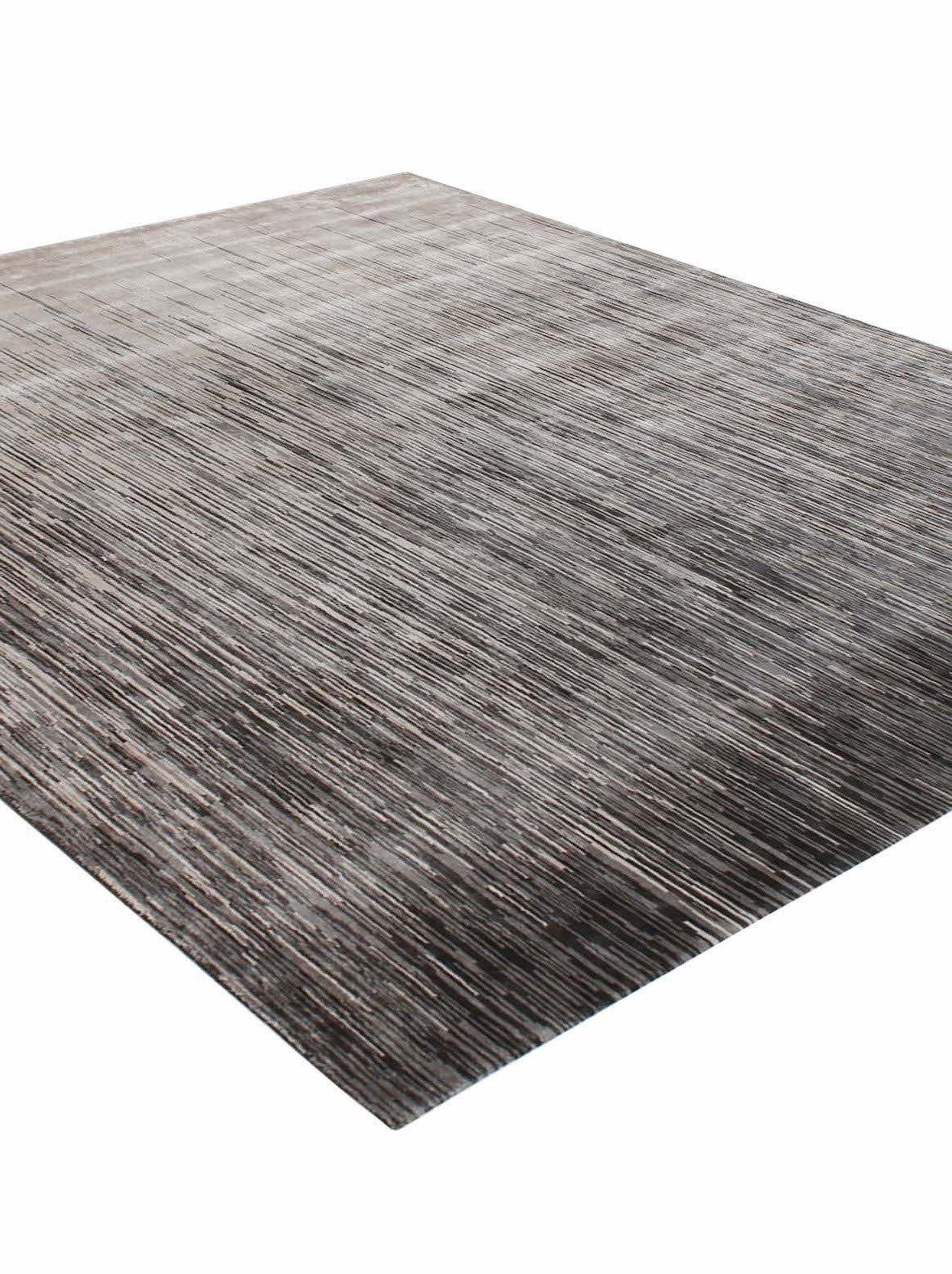 Luxury hand knotted carpet made from Botanical Silk in silver grey color and 5'6" x 8' size