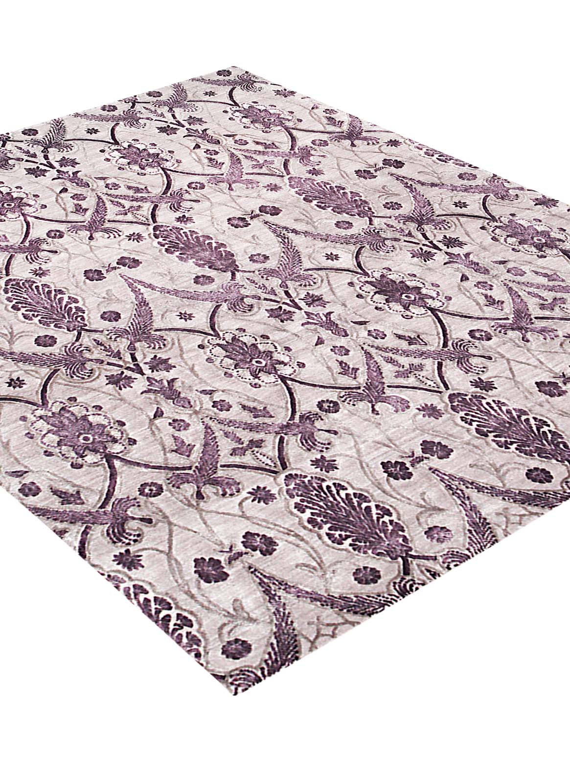 Luxury hand knotted carpet made from Wool & Botanical Silk in mauve color and 8' x 10' size