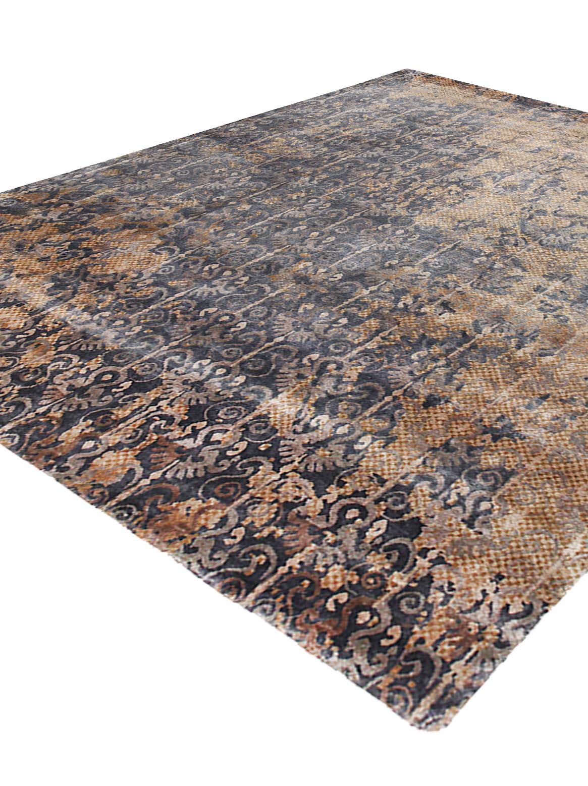Luxury hand knotted carpet made from 100% Bamboo Silk in brown gold color and 8' x 10' size
