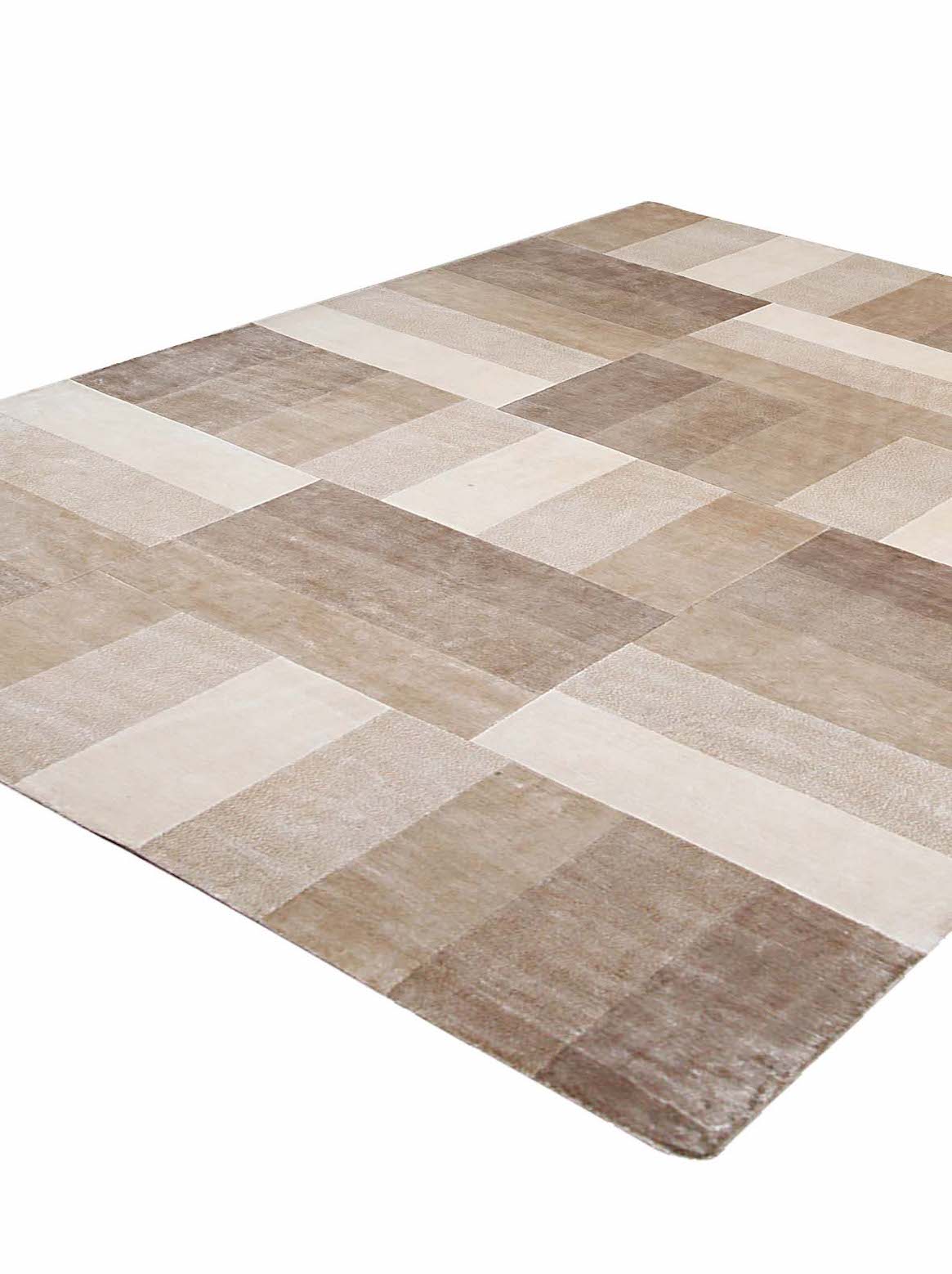 Luxury hand knotted carpet made from Botanical Silk in beige color and 8' x 10' size