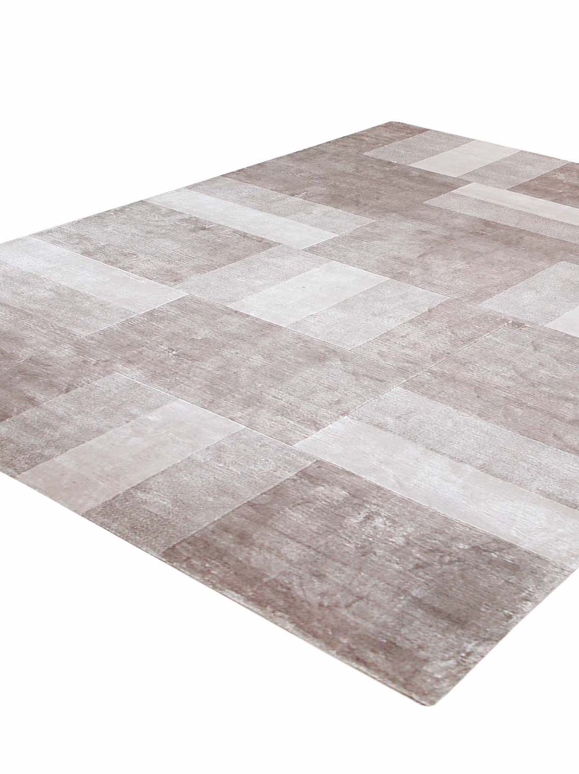 Luxury hand knotted carpet made from Botanical Silk in taupe color and 8' x 10' size