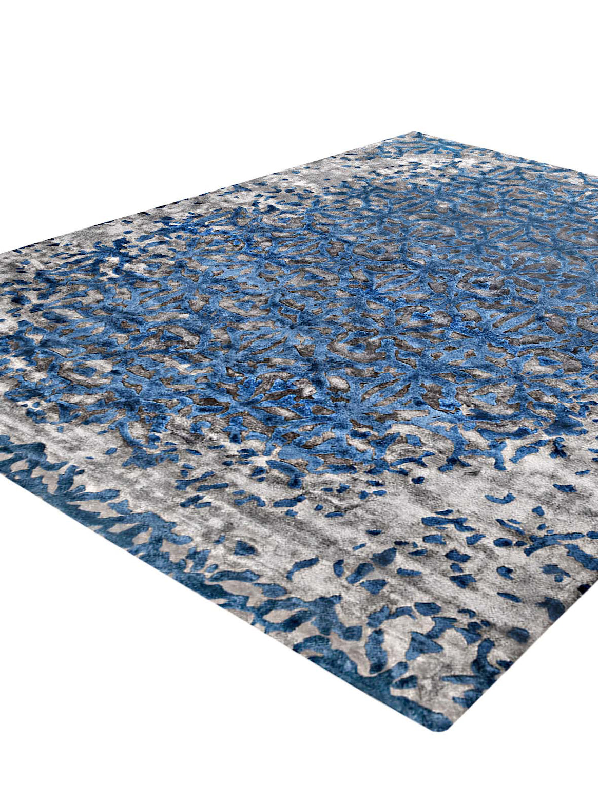 Luxury hand tufted carpet made from 100% Botanical Silk in grey blue color and 3' x 5' size