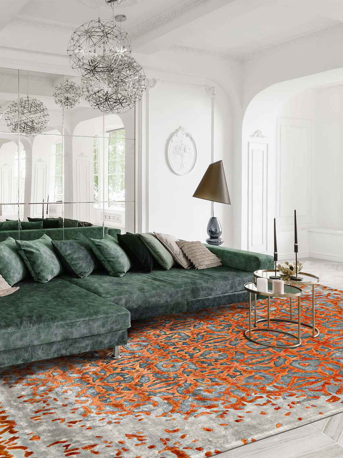 Luxury carpet in Charcoal Rust color and 4'6" x 6'6" size