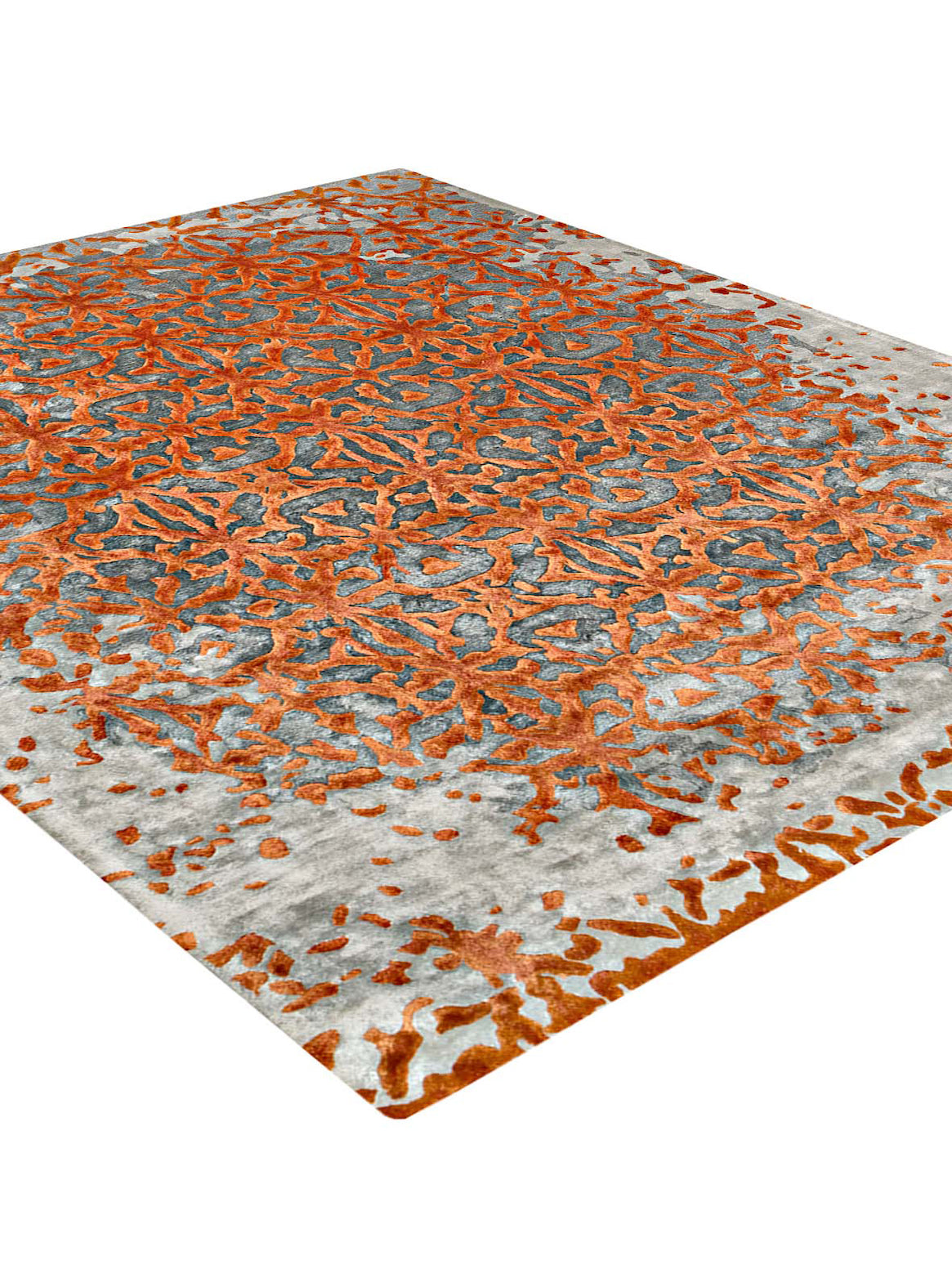 Luxury hand tufted carpet made from 100% Botanical Silk in charcoal rust color and 3' x 5' size