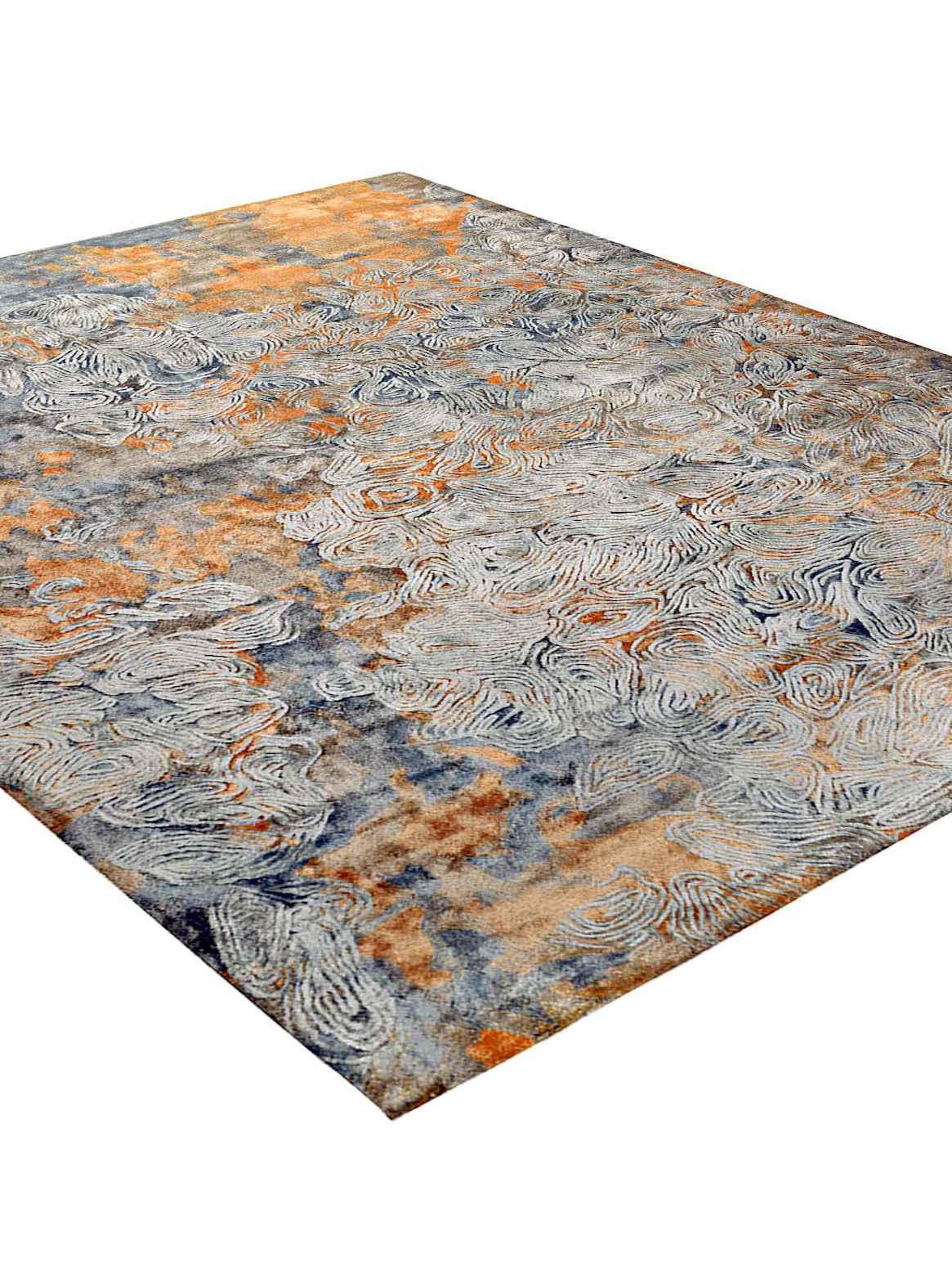 Luxury hand tufted carpet made from 100% Botanical Silk in silver amber color and 3' x 5' size