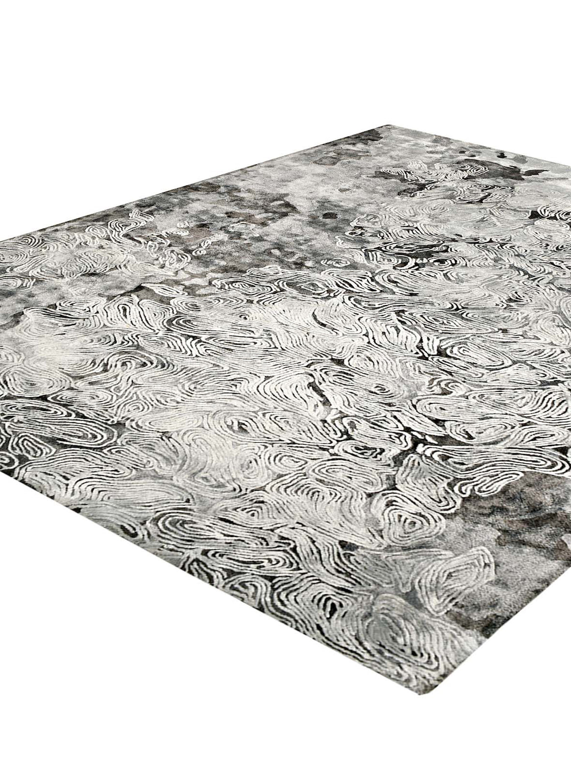 Luxury hand tufted carpet made from 100% Botanical Silk in silver taupe color and 3' x 5' size