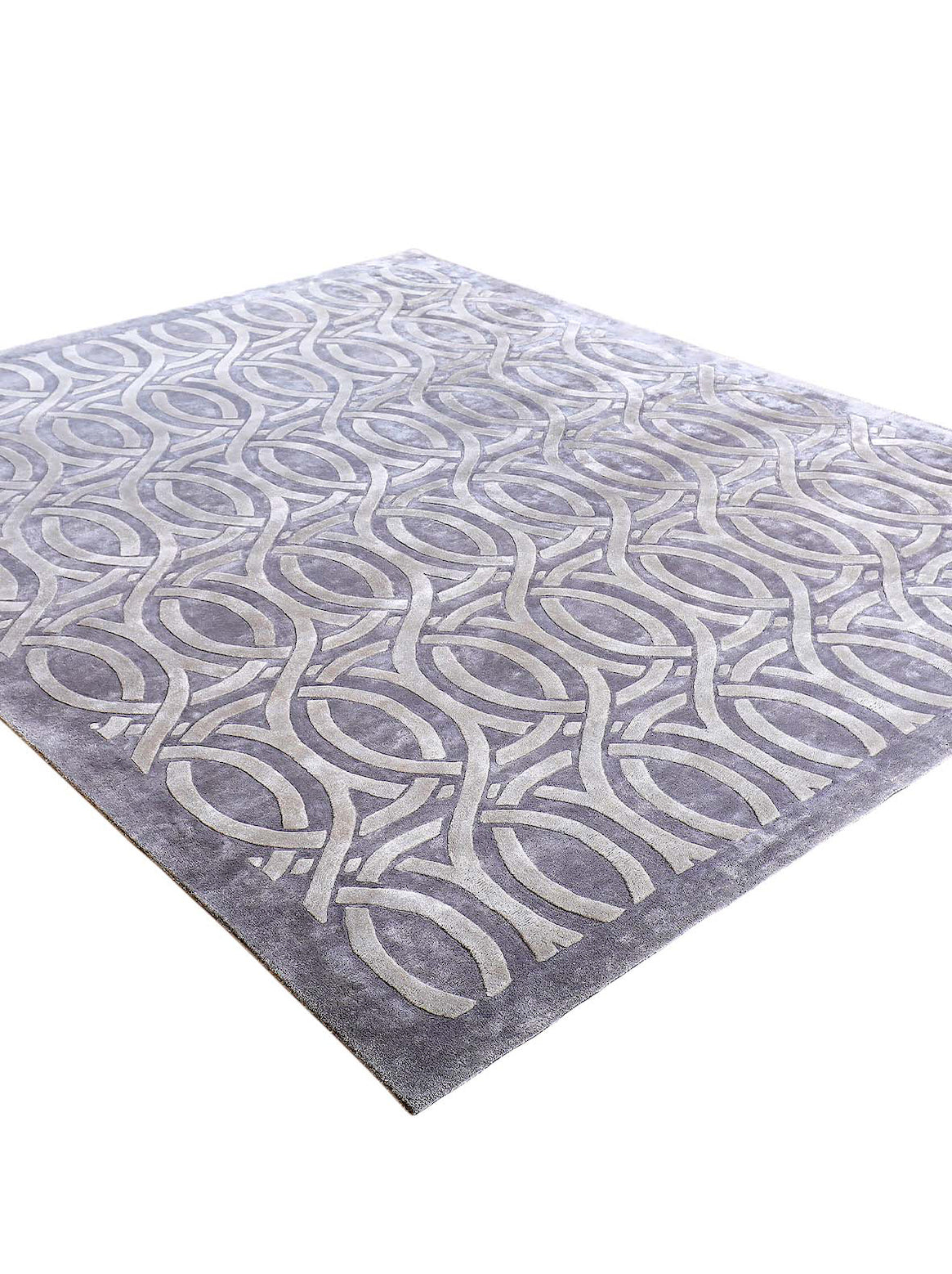 Luxury hand tufted carpet made from 100% Botanical Silk in grey color and 4'6" x 6'6" size