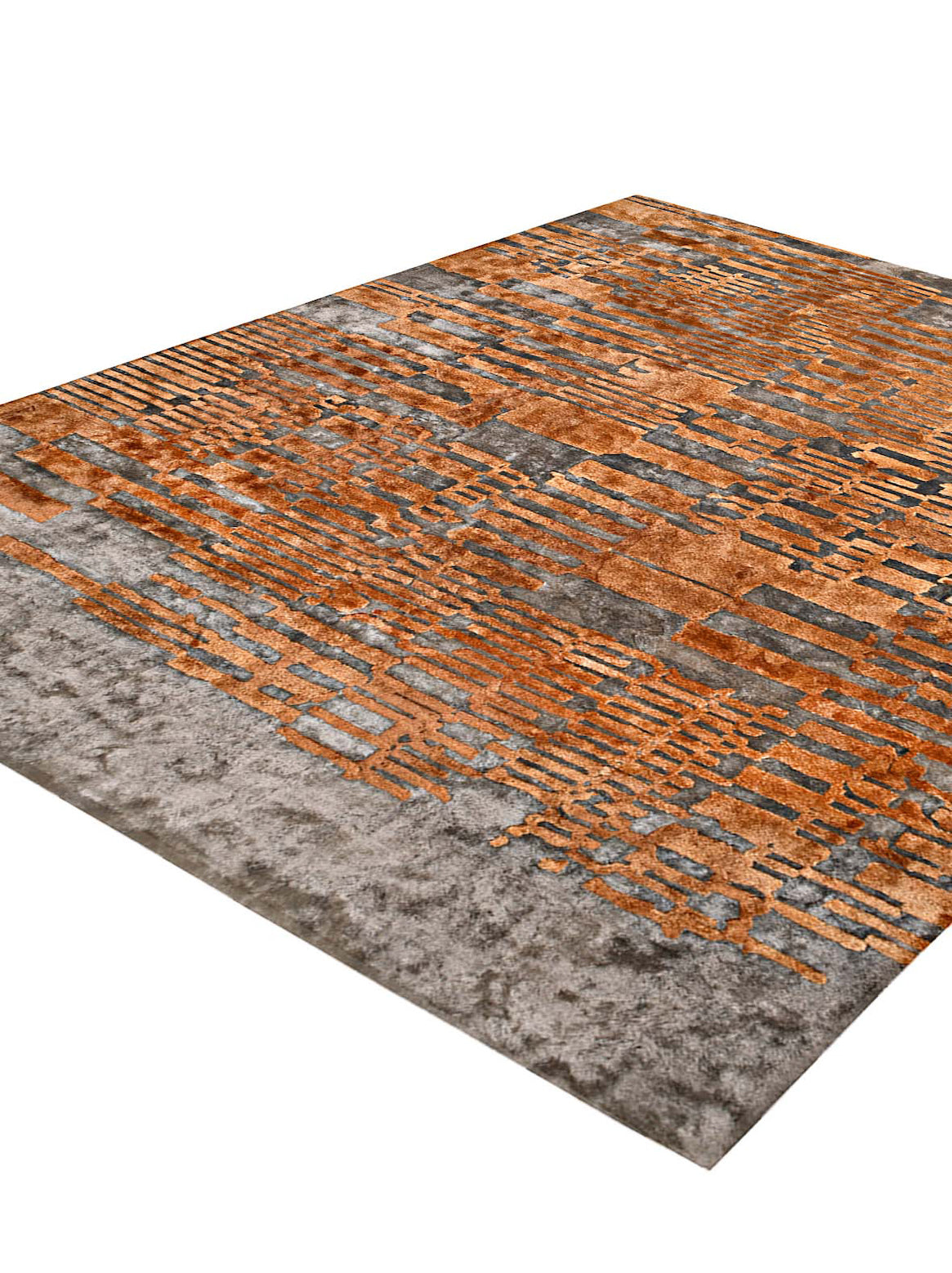 Luxury hand tufted carpet made from 100% Botanical Silk in rust color and 3' x 5' size