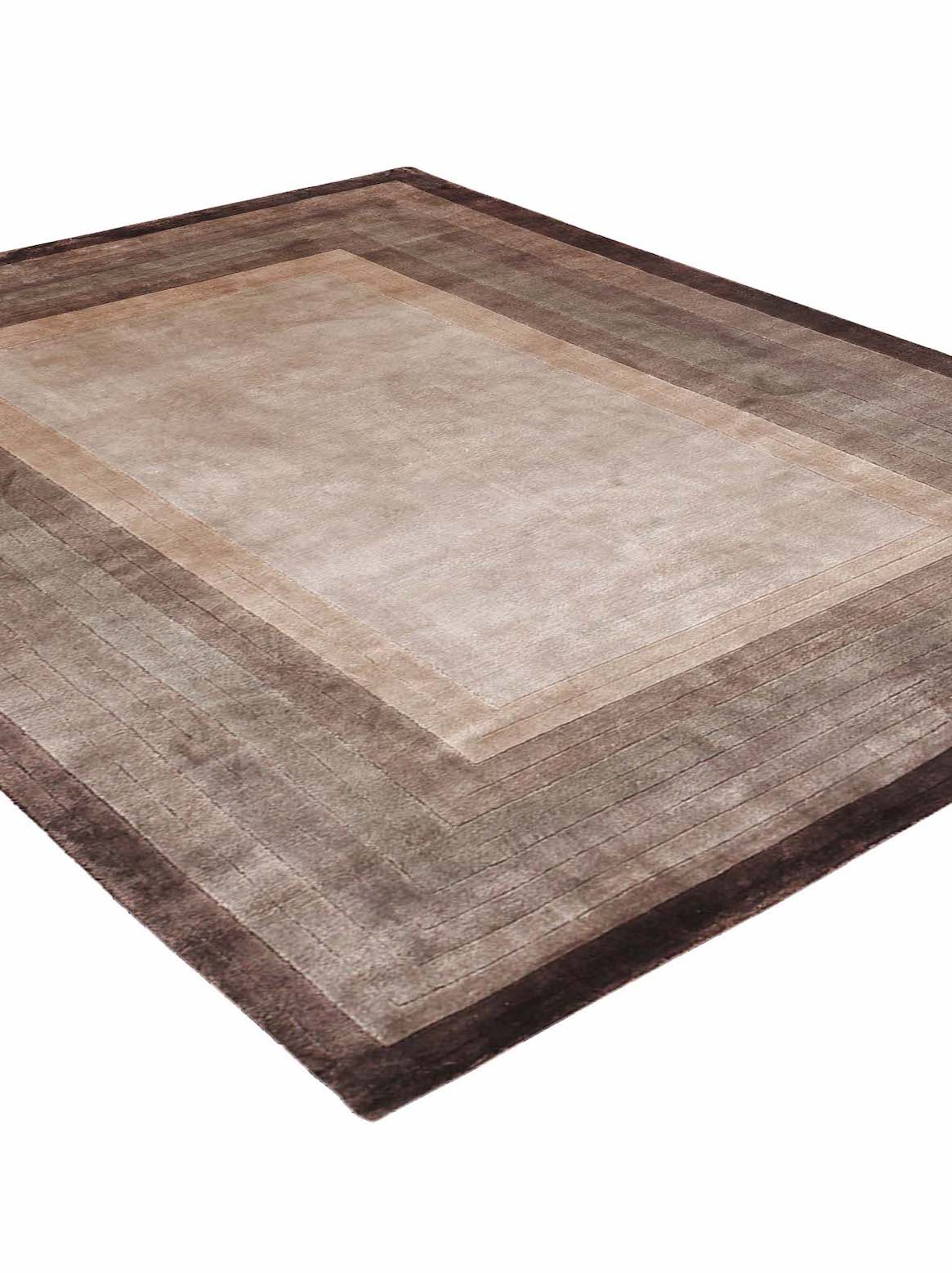 Luxury hand knotted carpet made from Botanical Silk in choco color and 5'6" x 8' size