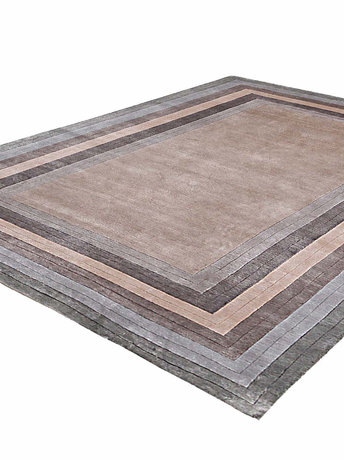Luxury hand knotted carpet made from Botanical Silk in grey color and 5'6" x 8' size