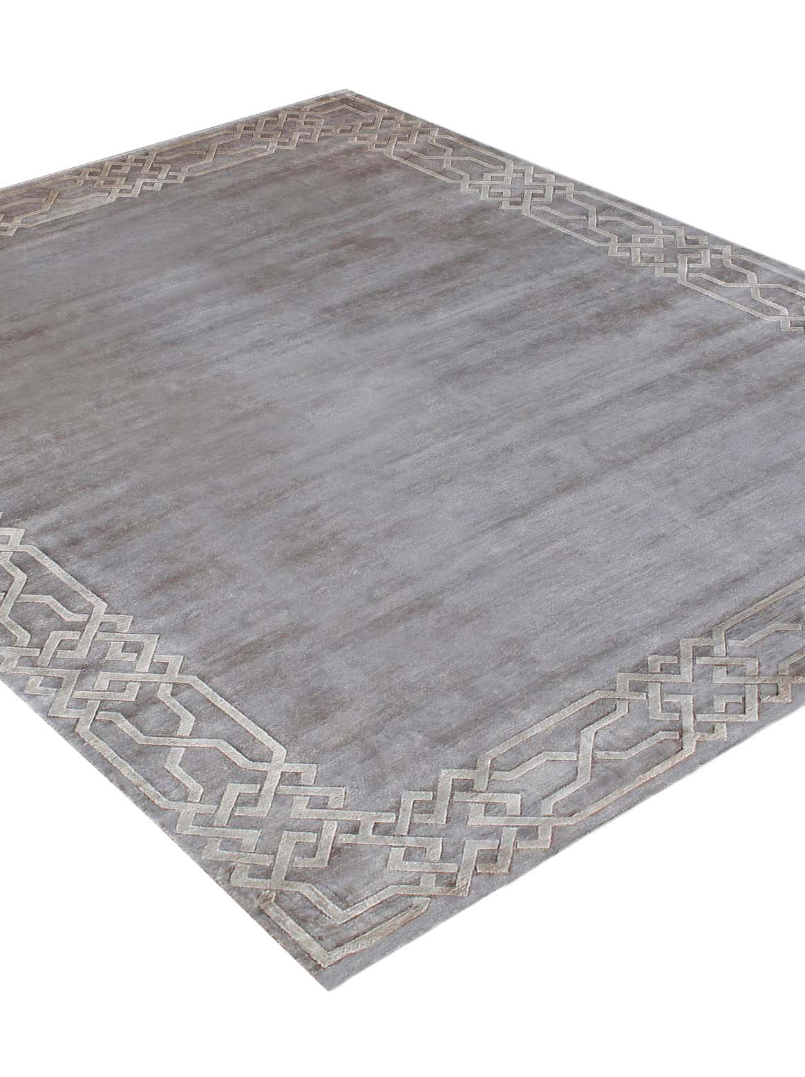 Luxury hand knotted carpet made from Botanical Silk in silver grey color and 6' x 9' size