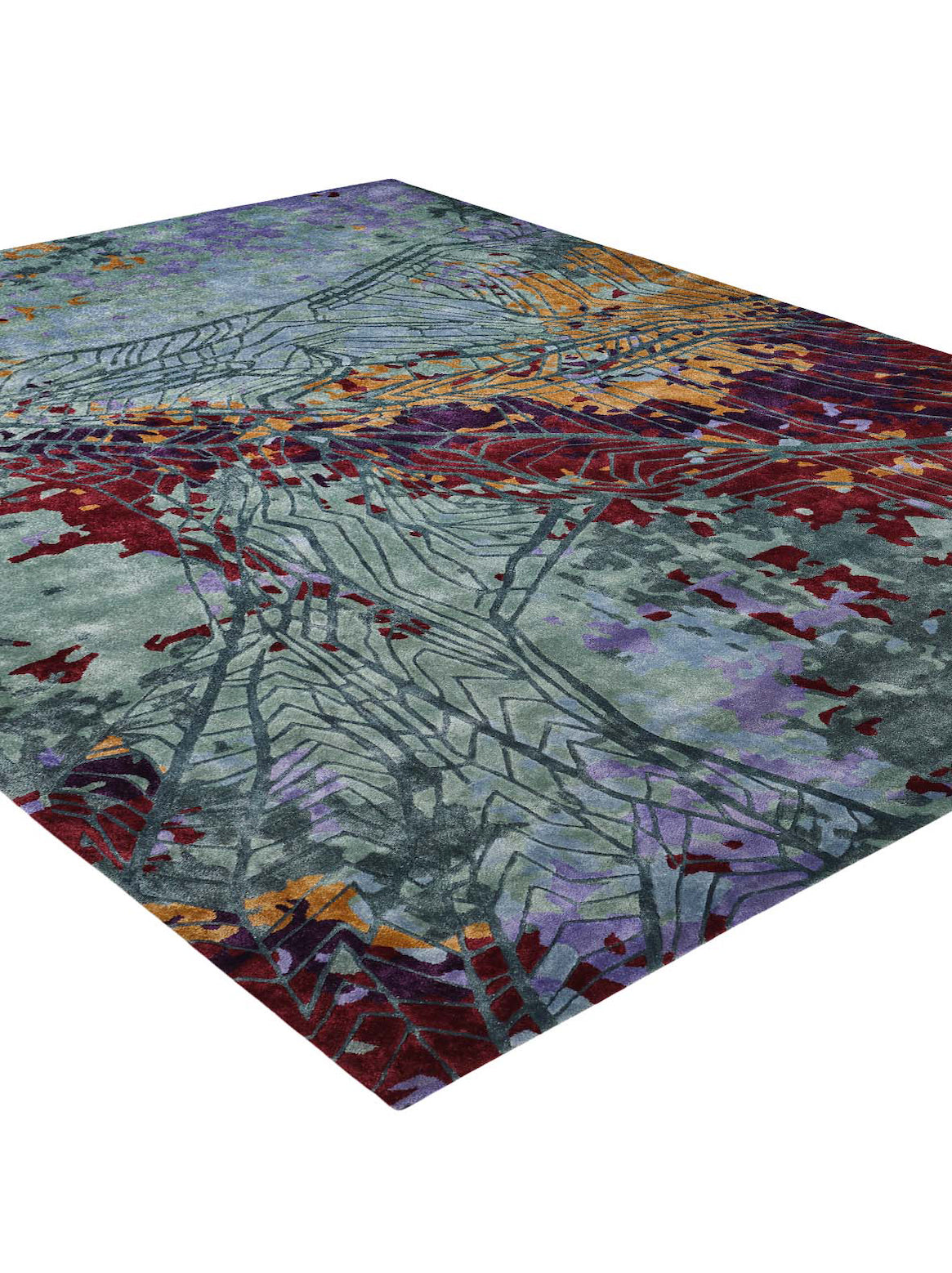 Luxury hand tufted carpet made from 100% Botanical Silk in multi color and 8' x 10' size