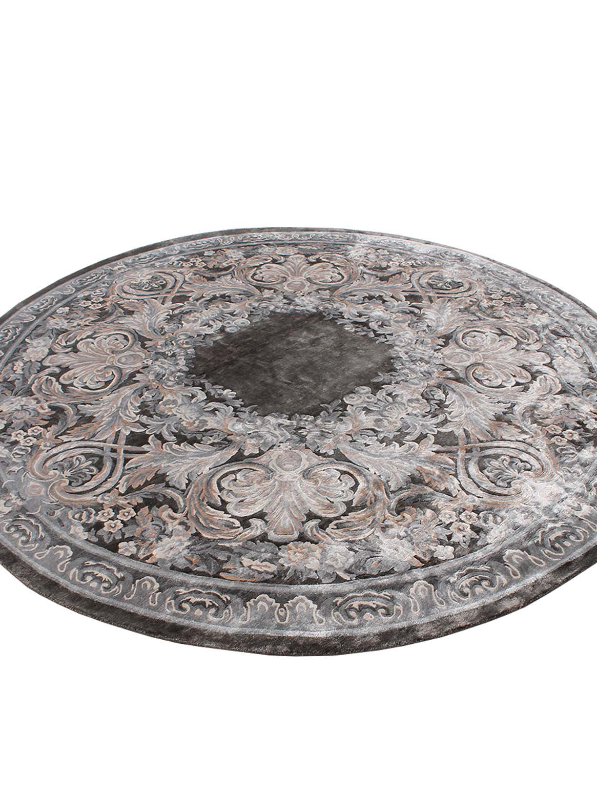 Luxury hand knotted carpet made from Botanical Silk in rosy silver color and 8' x 8' size