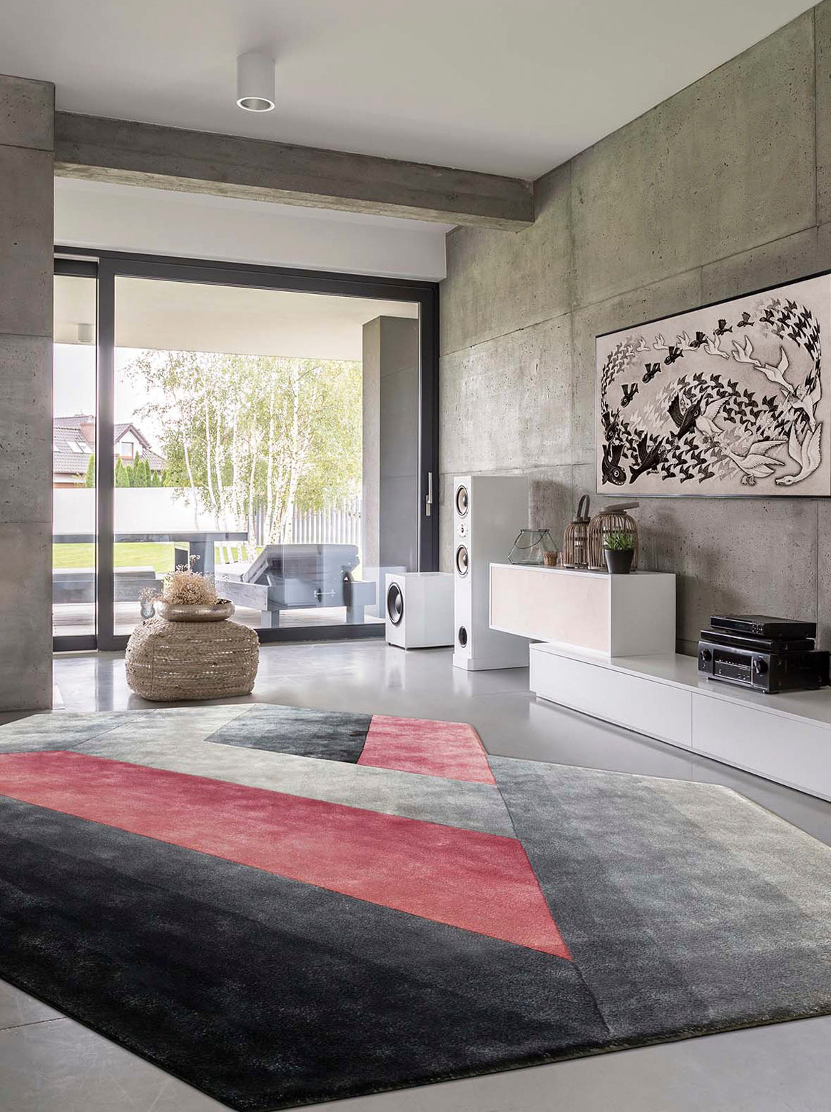 Luxury hand tufted carpet made from 100% Botanical Silk in grey mauve color and 6' x 8' size